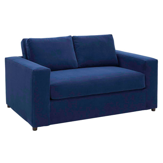 Renwick Upholstered Velvet Loveseat, Navy