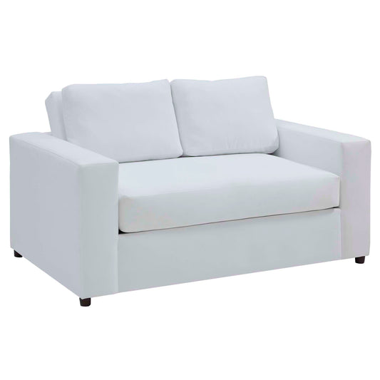 Renwick Upholstered Velvet Loveseat, White