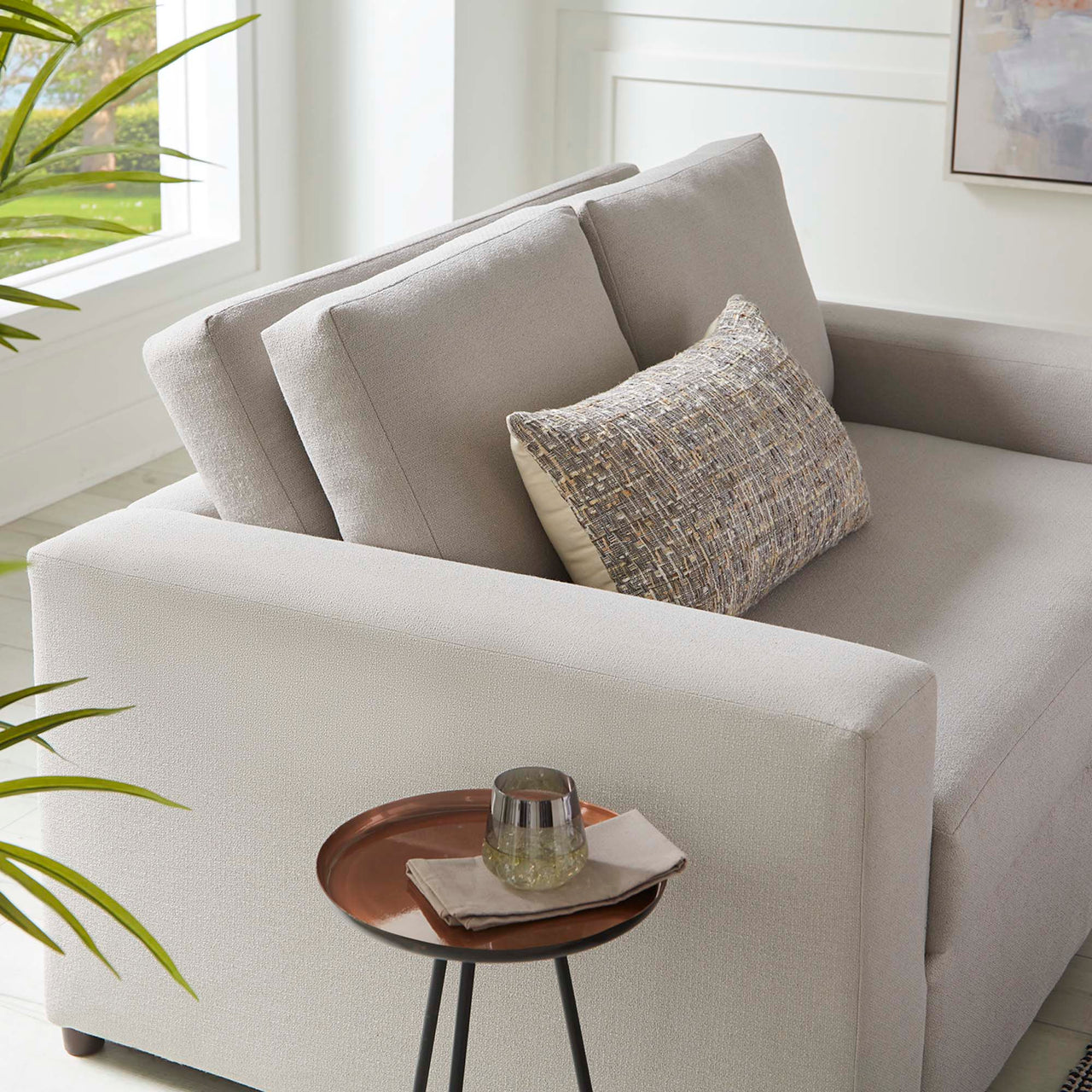 Renwick Fabric Loveseat, Light Gray