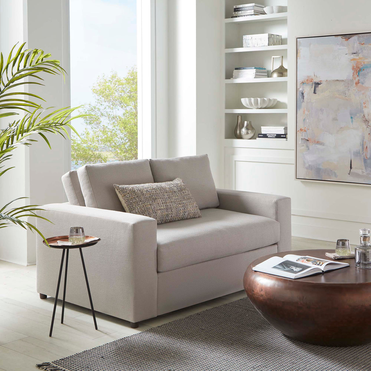 Renwick Fabric Loveseat, Light Gray
