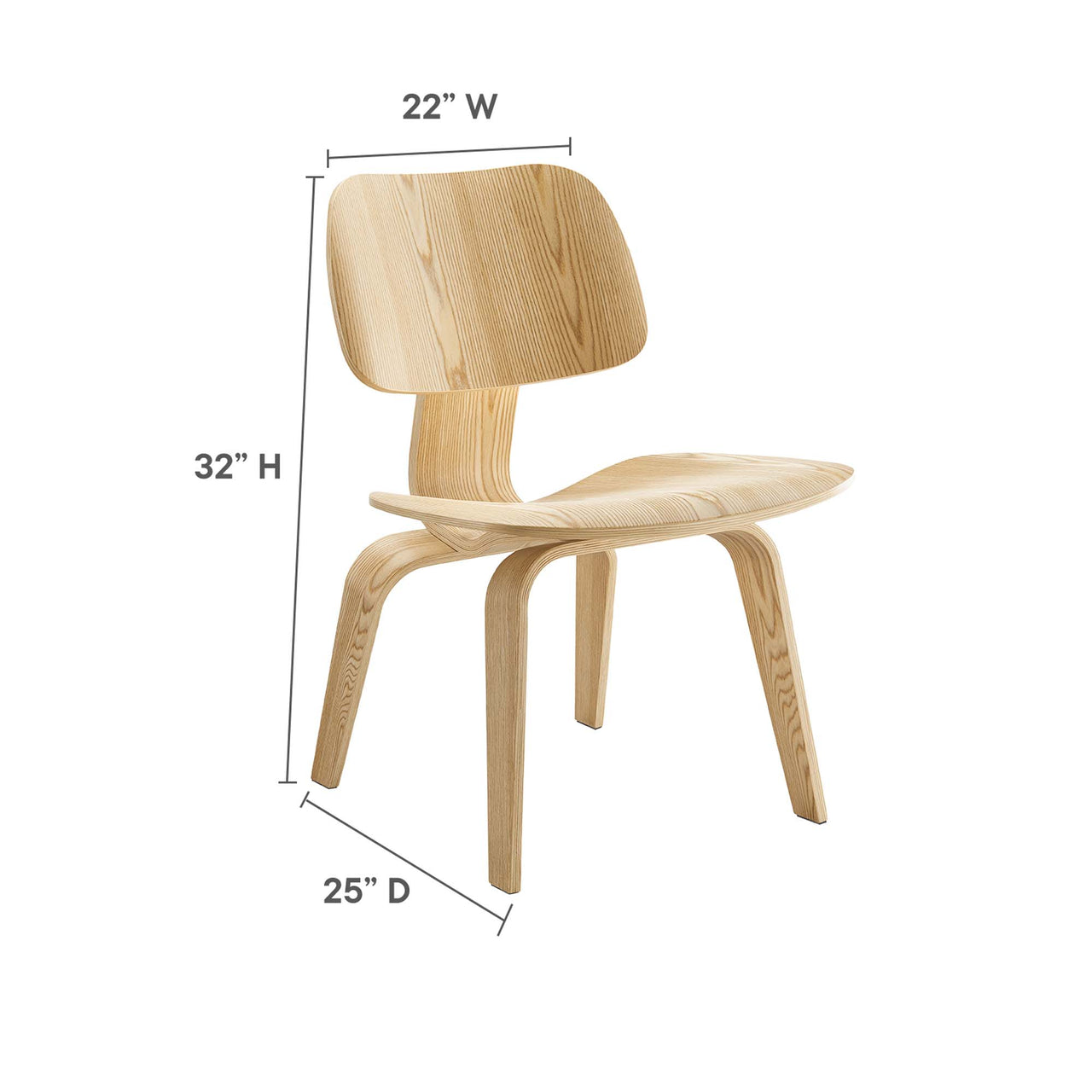 Mushroom Dining Chair, Natural Wood