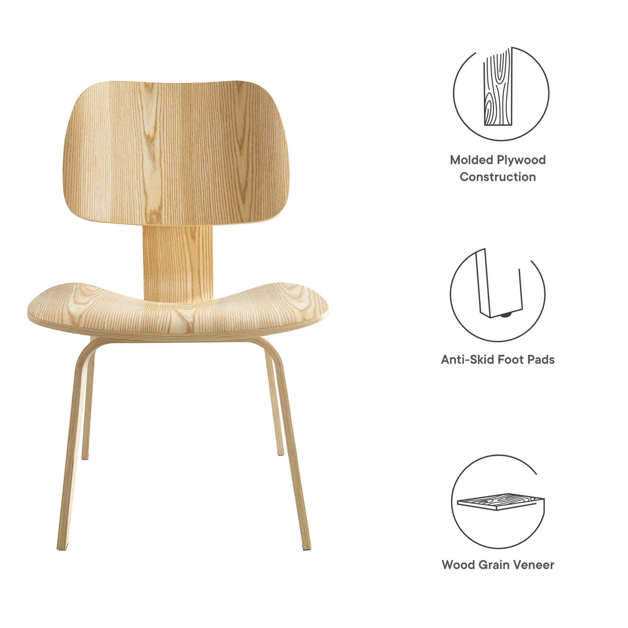 Mushroom Dining Chair, Natural Wood