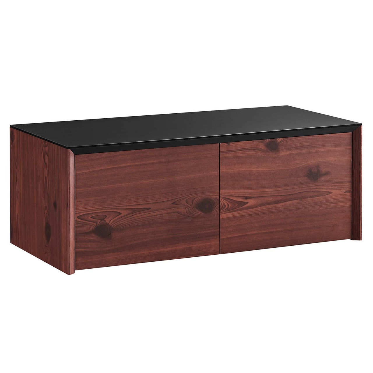 Elevare Floating Storage Cabinet, Black & Cherry Walnut