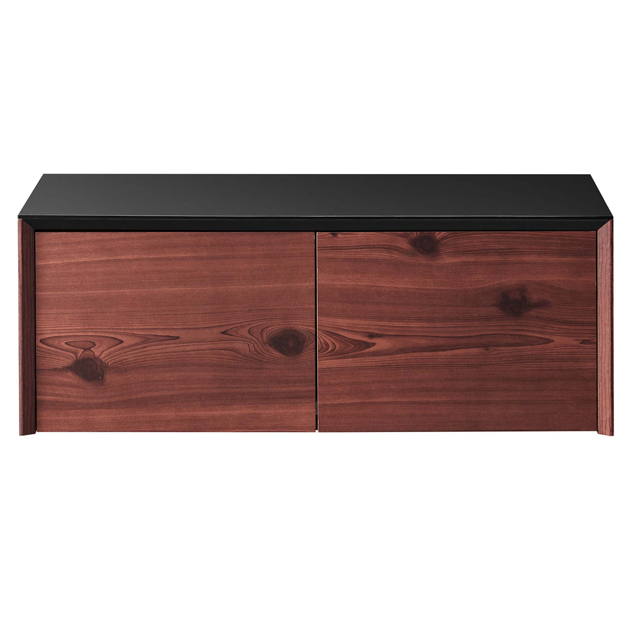 Elevare Floating Storage Cabinet, Black & Cherry Walnut