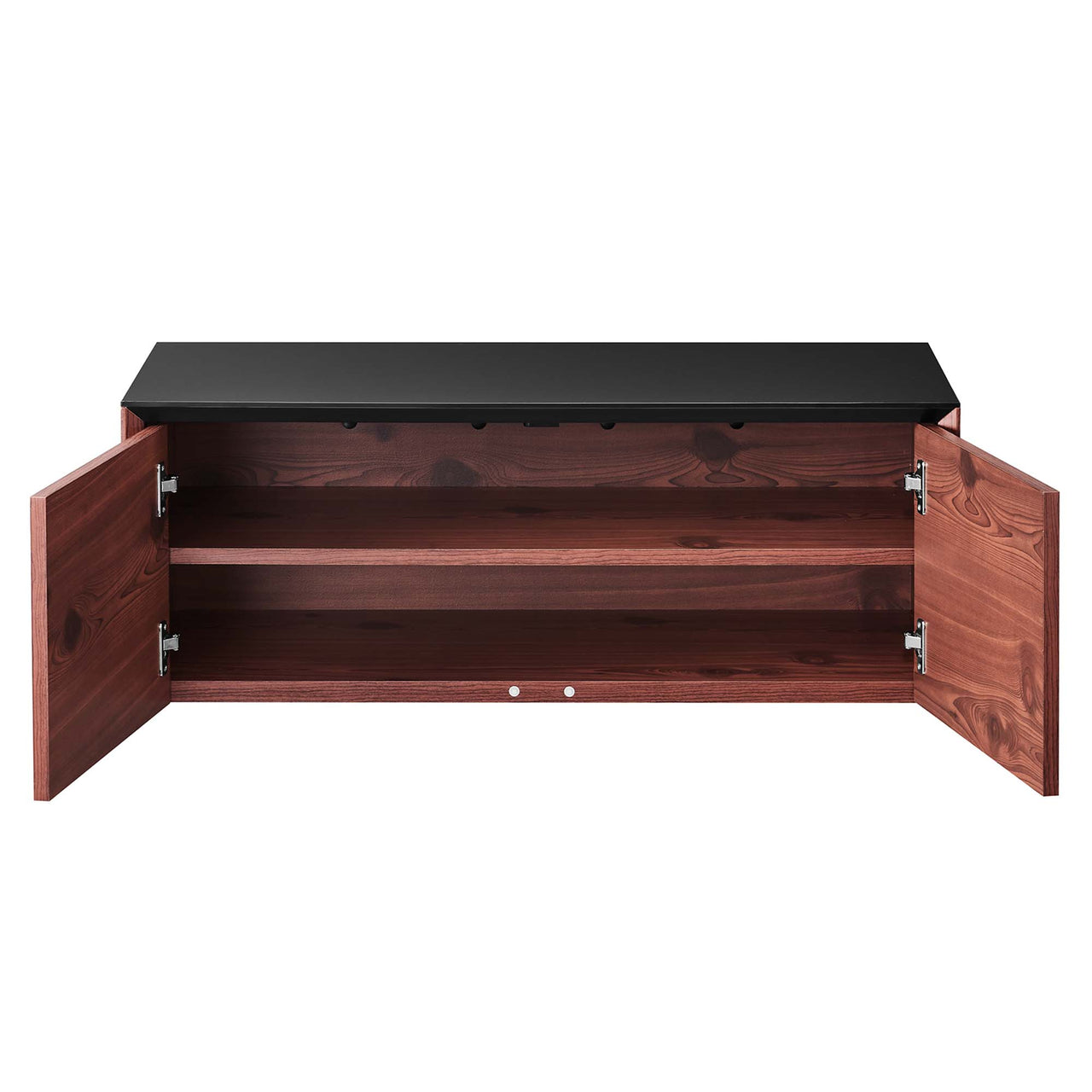 Elevare Floating Storage Cabinet, Black & Cherry Walnut
