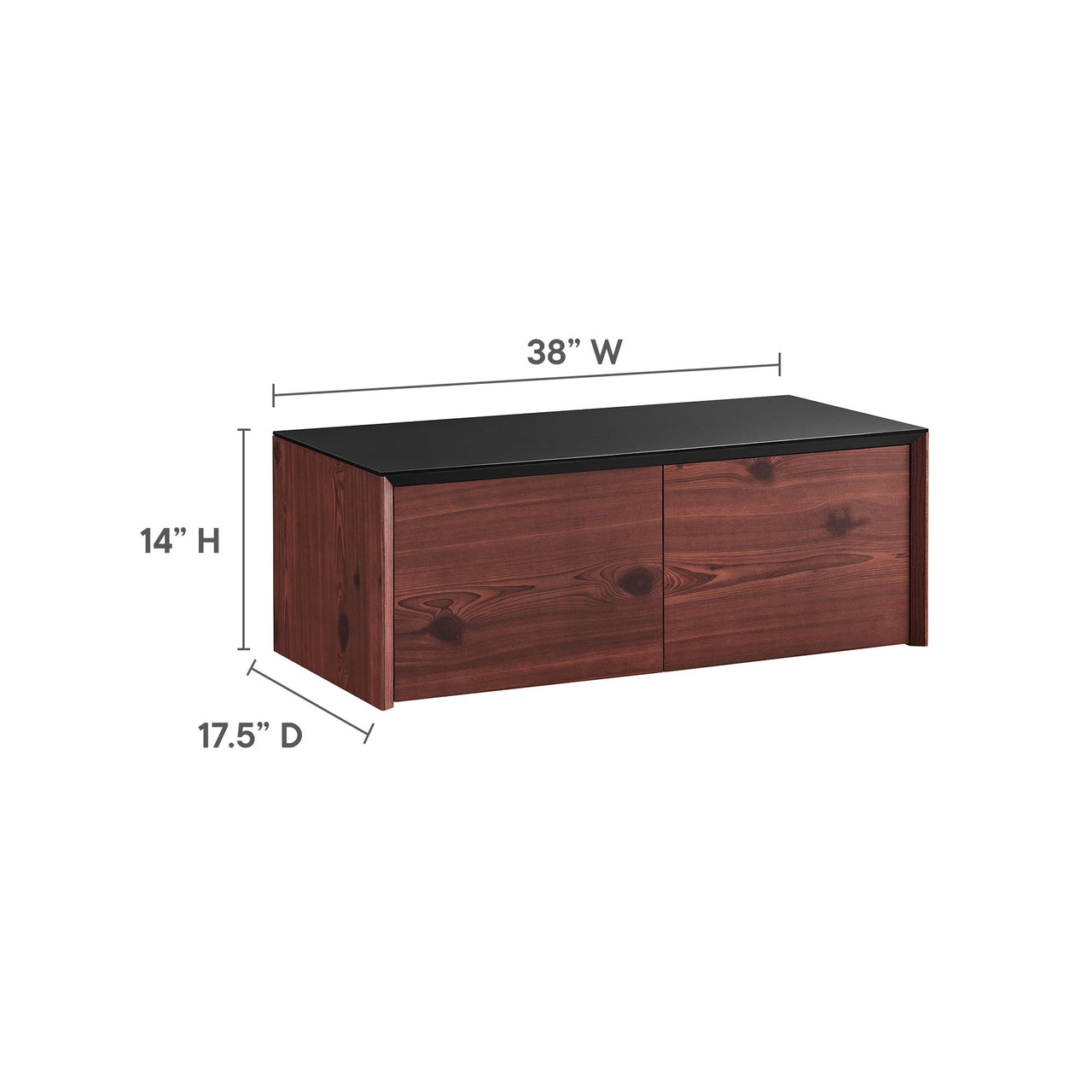 Elevare Floating Storage Cabinet, Black & Cherry Walnut