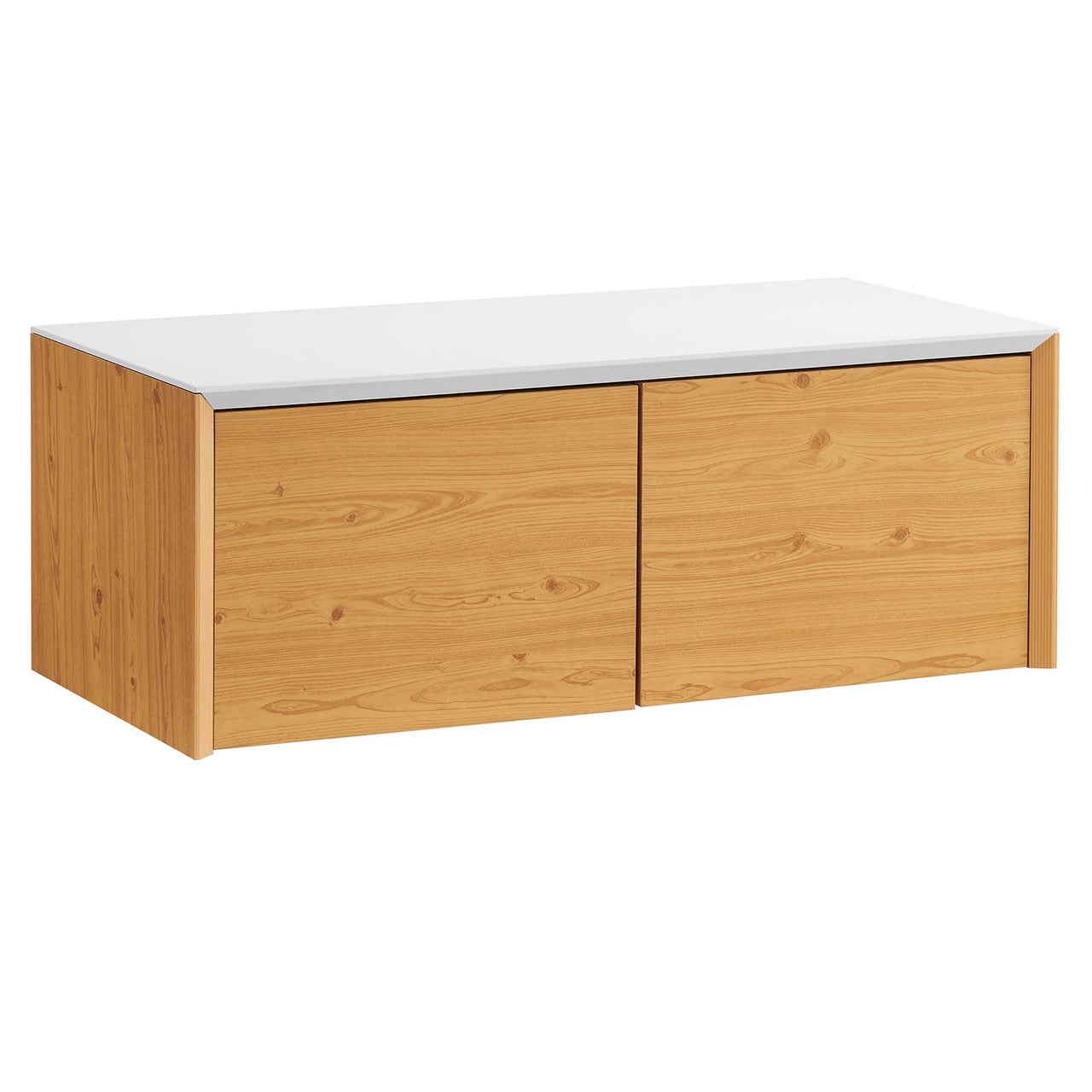Elevare Floating Storage Cabinet, White & Natural Wood