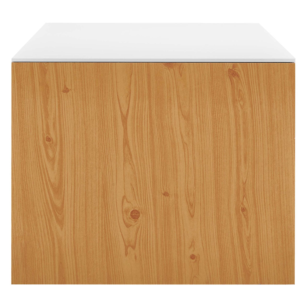 Elevare Floating Storage Cabinet, White & Natural Wood