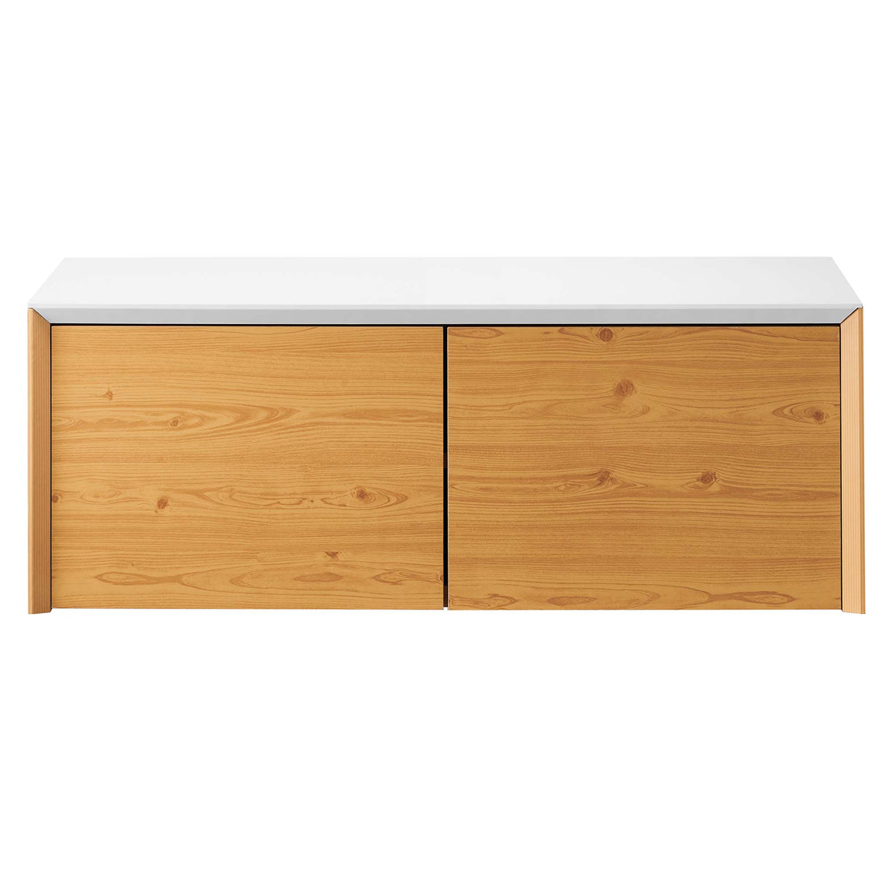 Elevare Floating Storage Cabinet, White & Natural Wood
