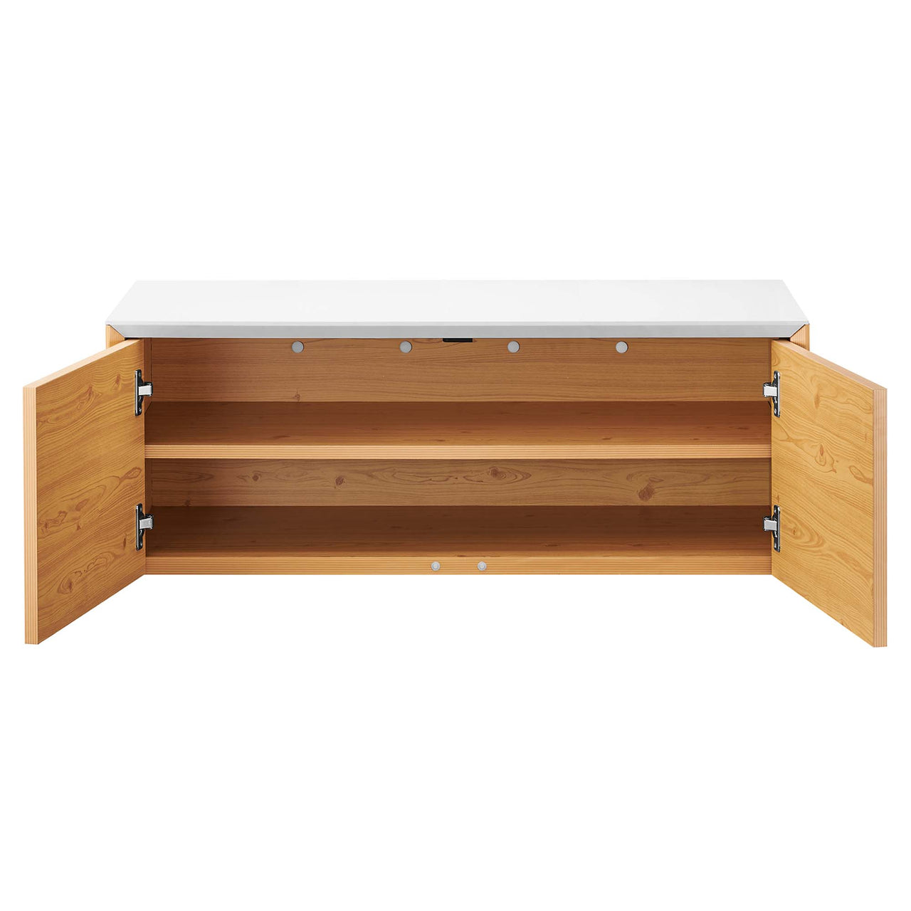 Elevare Floating Storage Cabinet, White & Natural Wood