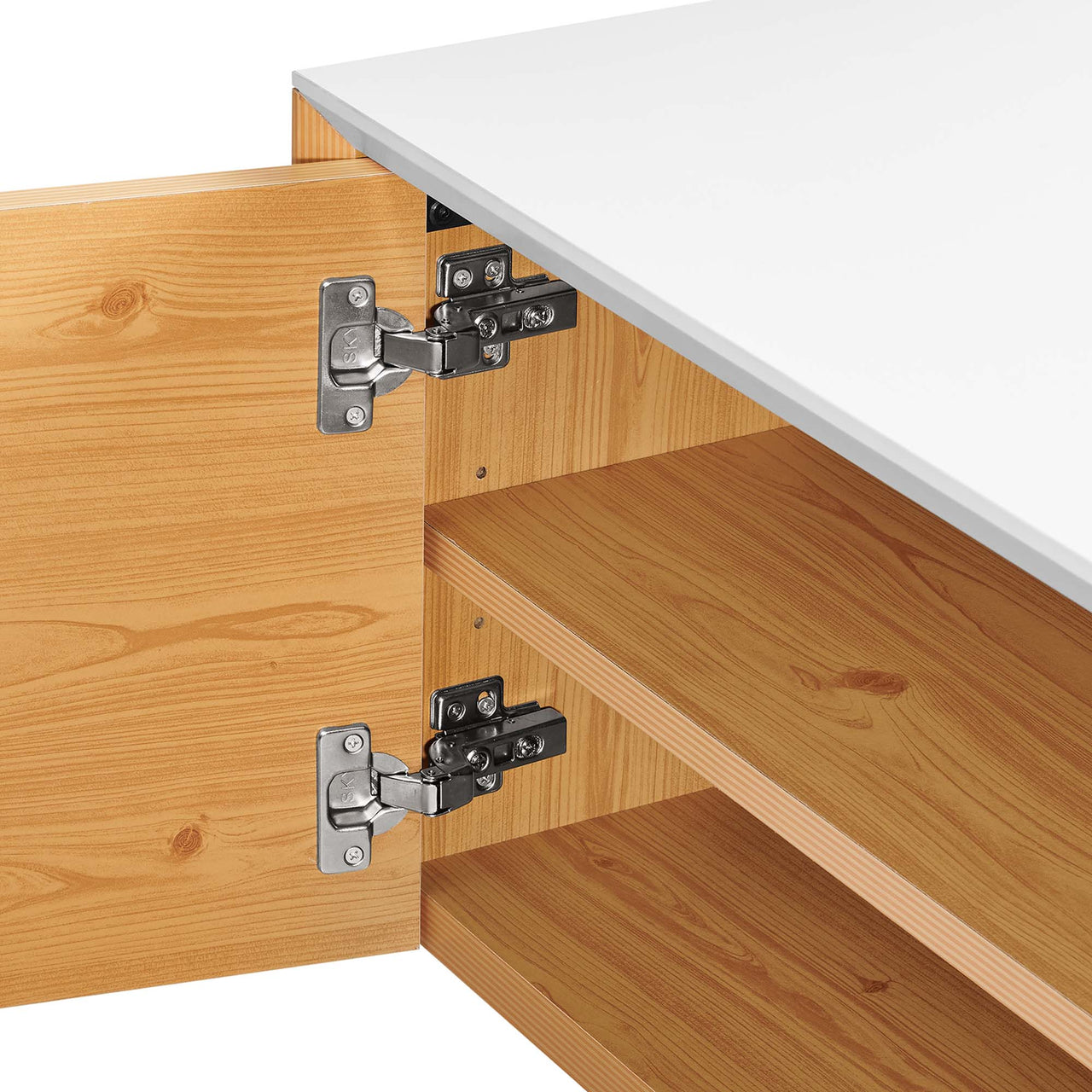 Elevare Floating Storage Cabinet, White & Natural Wood