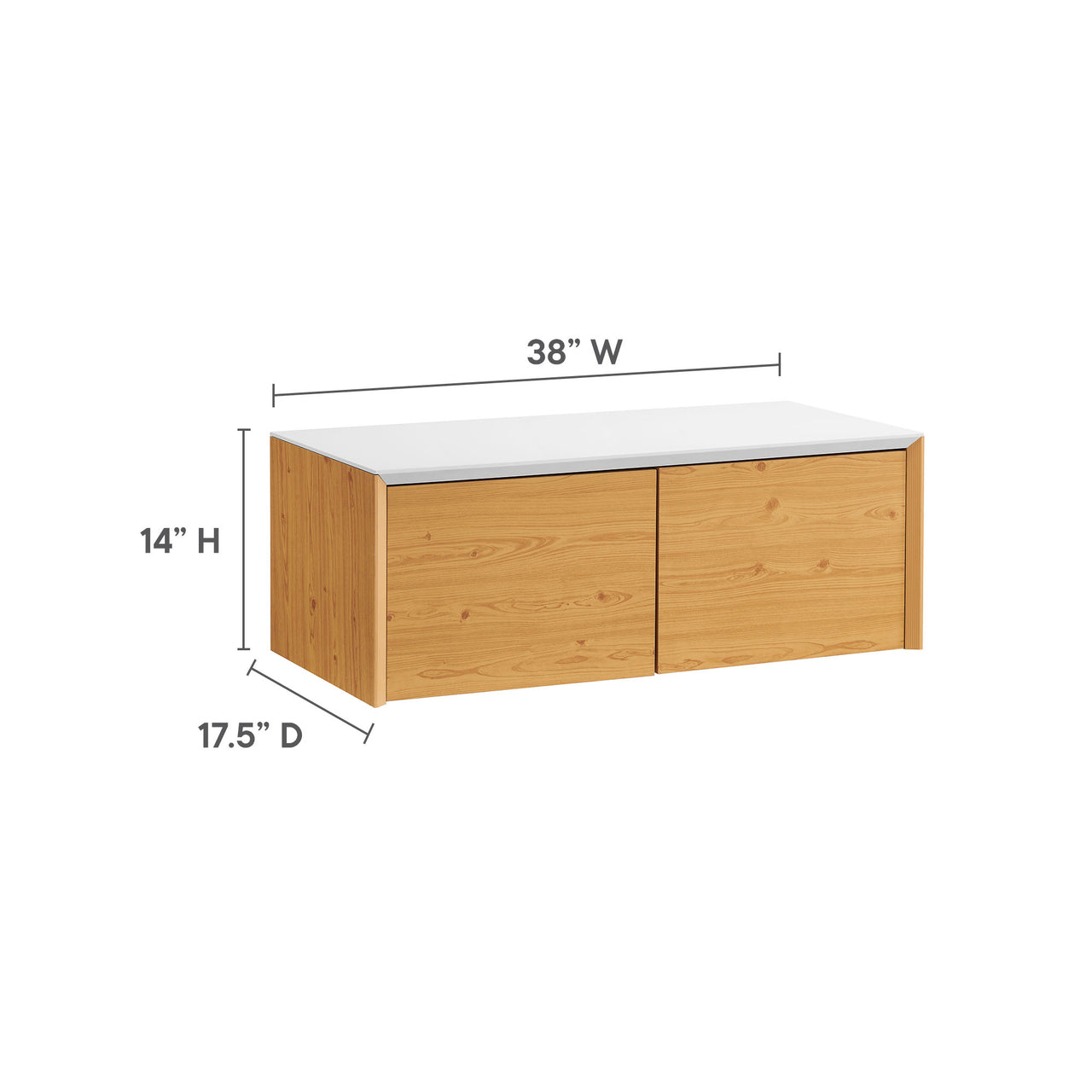 Elevare Floating Storage Cabinet, White & Natural Wood