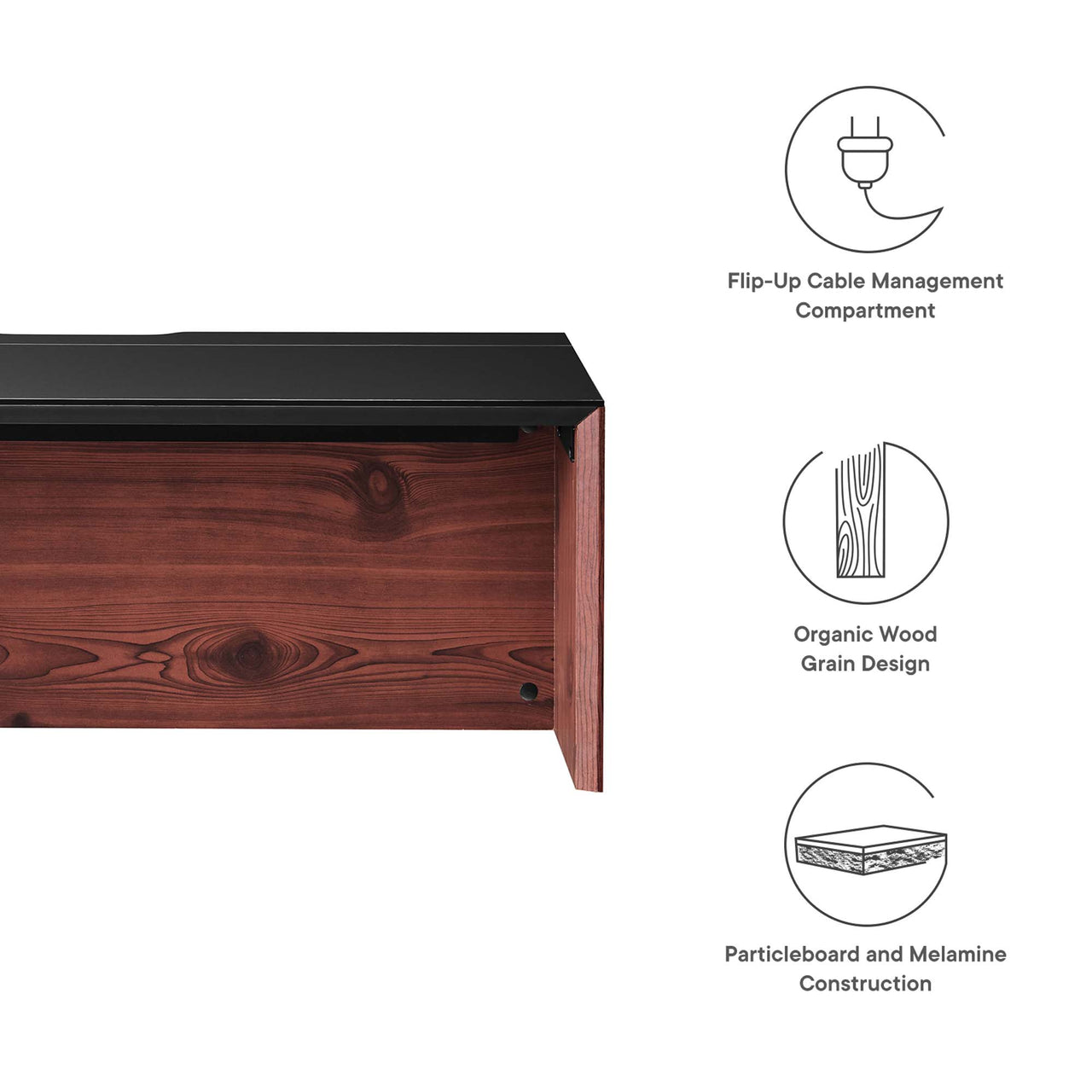 Elevare Floating Office Desk, Small, Black & Cherry Walnut