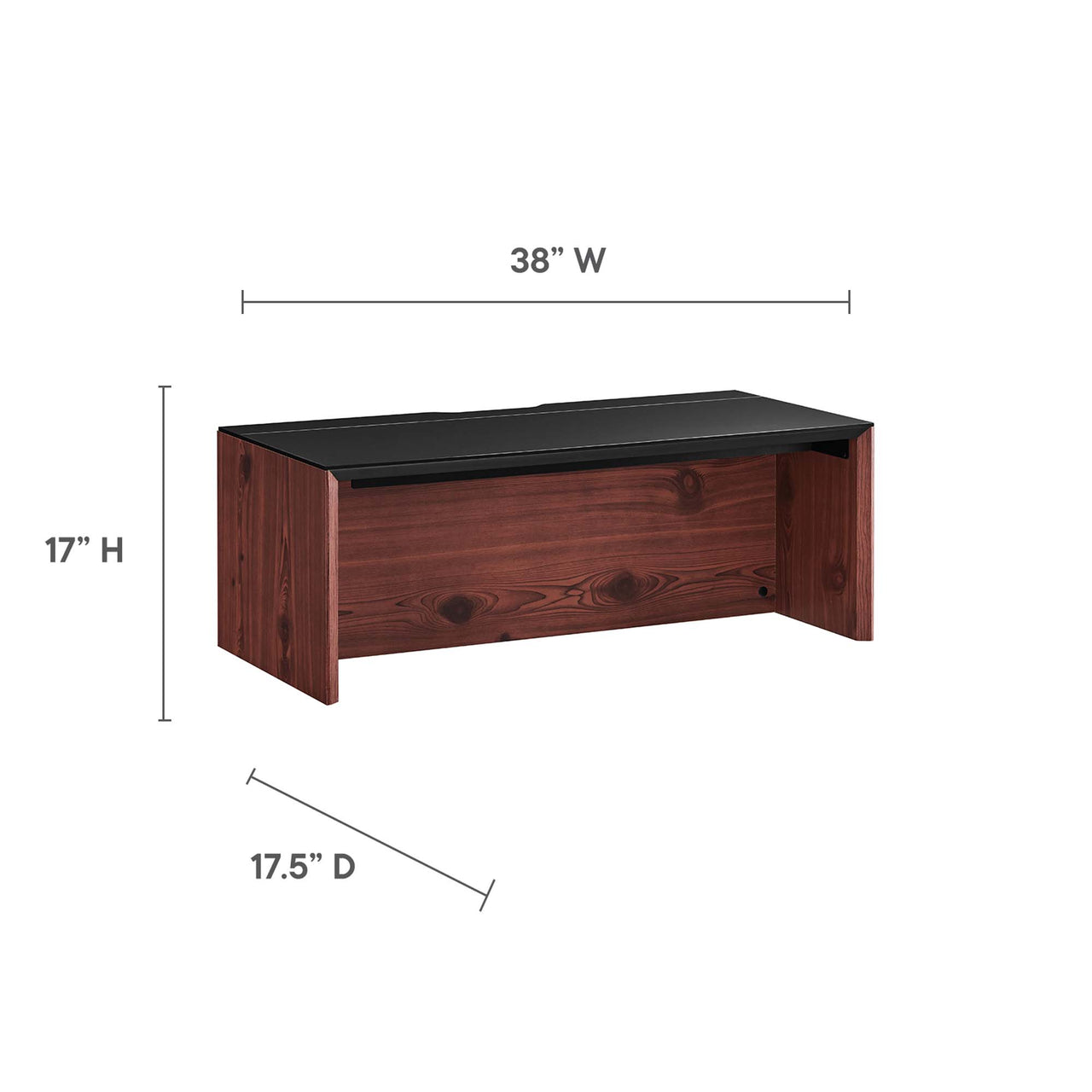 Elevare Floating Office Desk, Small, Black & Cherry Walnut