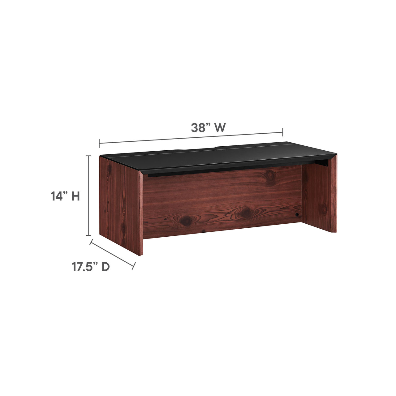 Elevare Floating Office Desk, Small, Black & Cherry Walnut