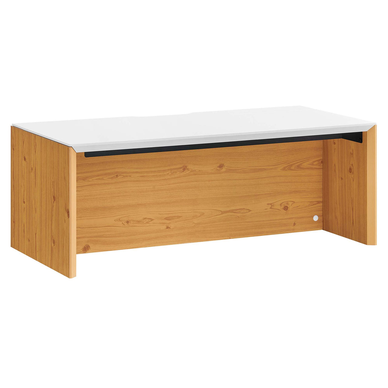 Elevare Floating Office Desk, Small, White & Natural Wood