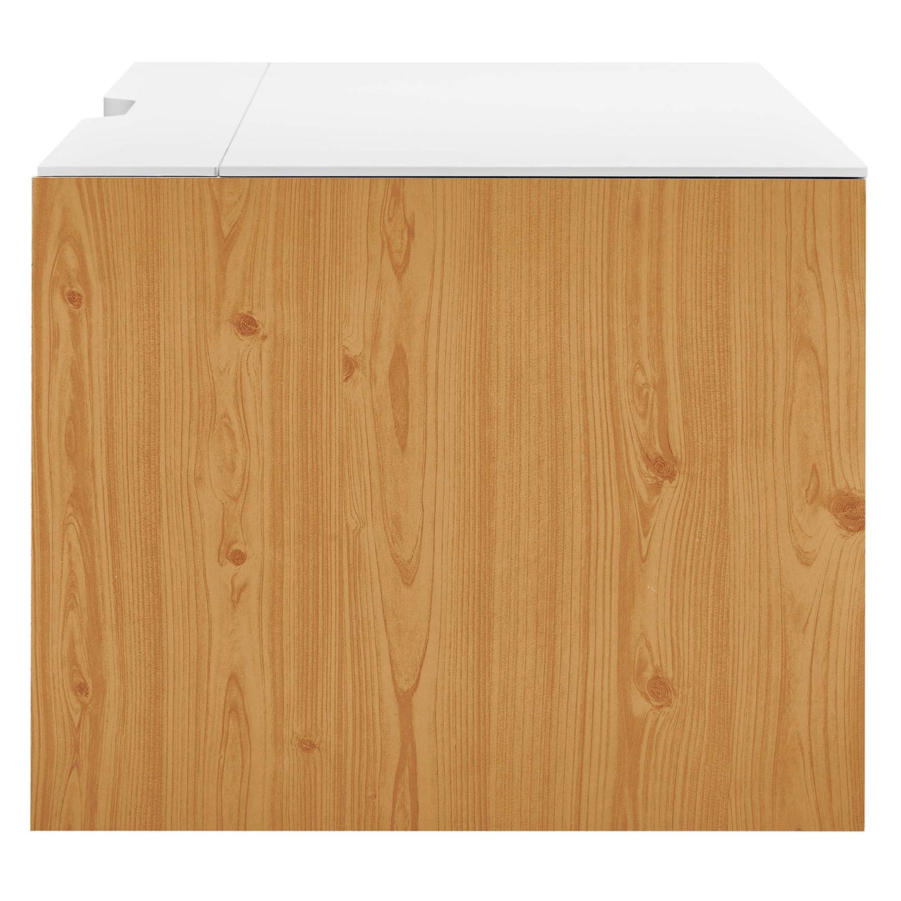 Elevare Floating Office Desk, Small, White & Natural Wood