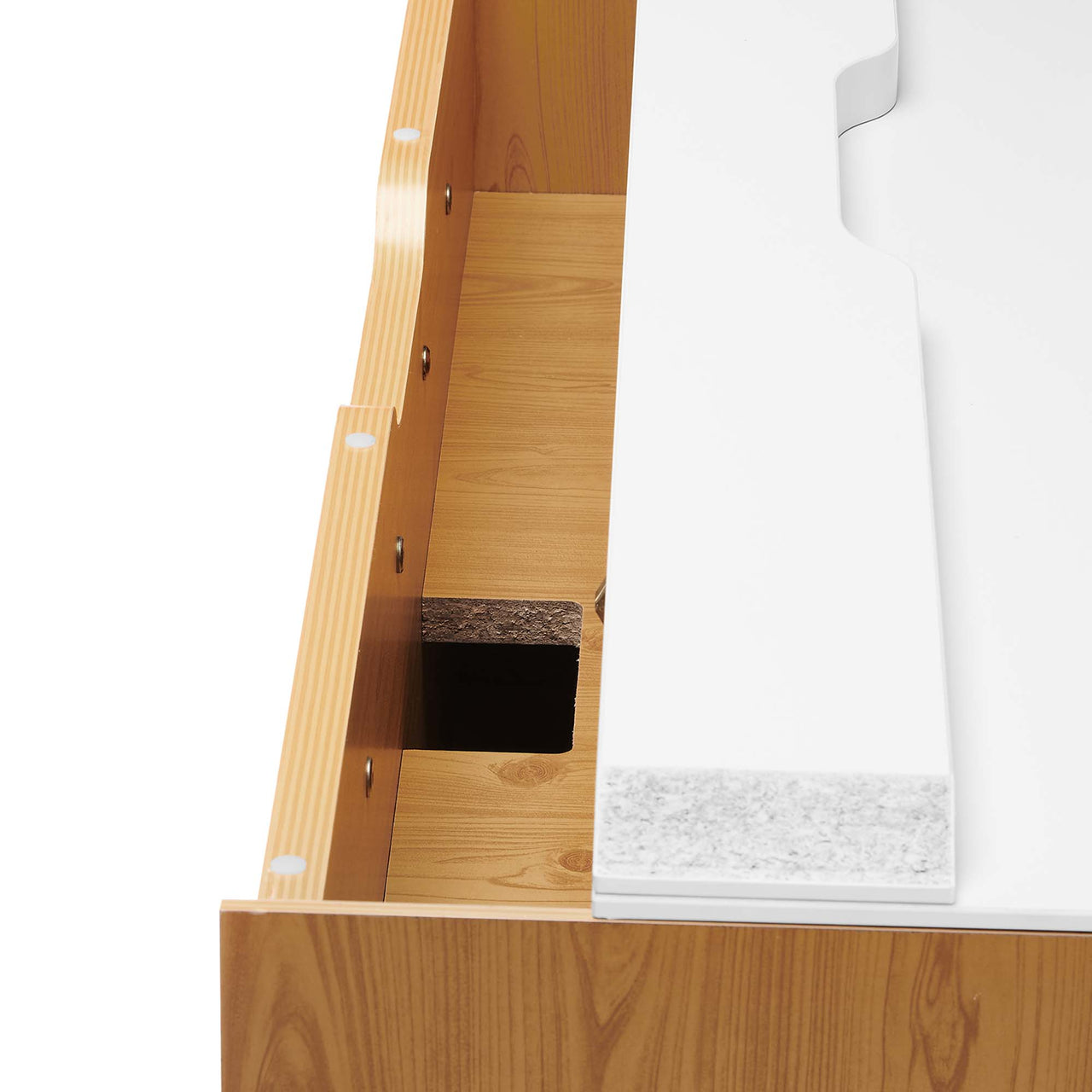 Elevare Floating Office Desk, Small, White & Natural Wood