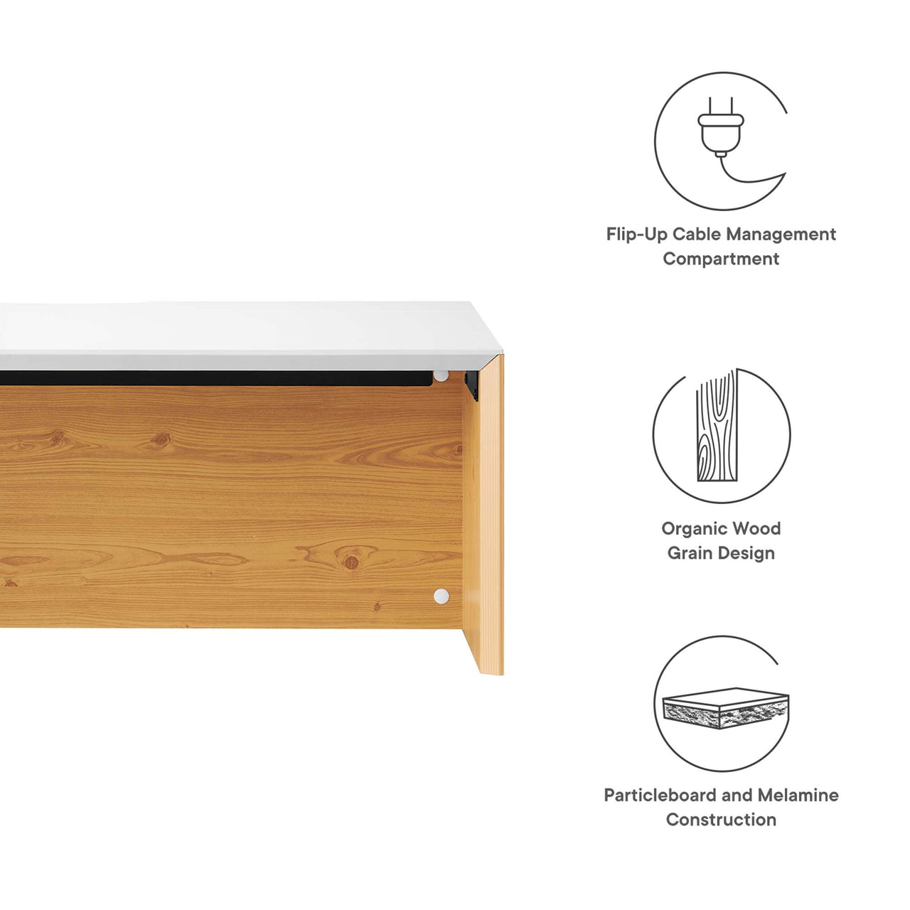 Elevare Floating Office Desk, Small, White & Natural Wood