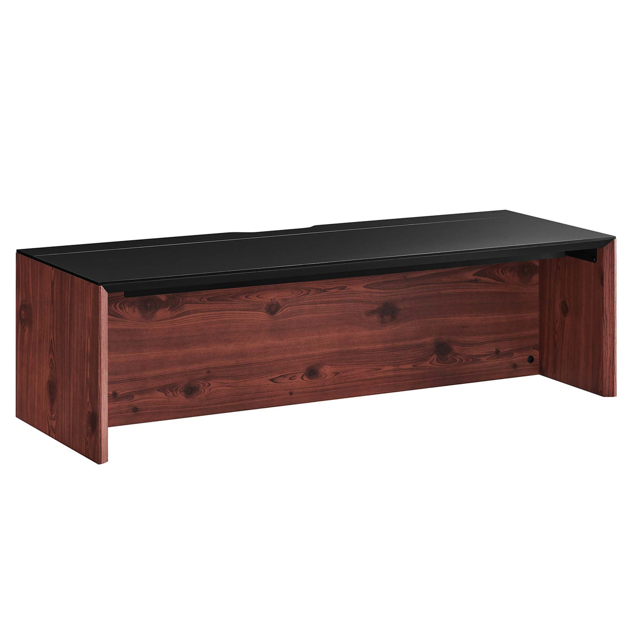 Elevare Floating Office Desk, Large, Black & Cherry Walnut
