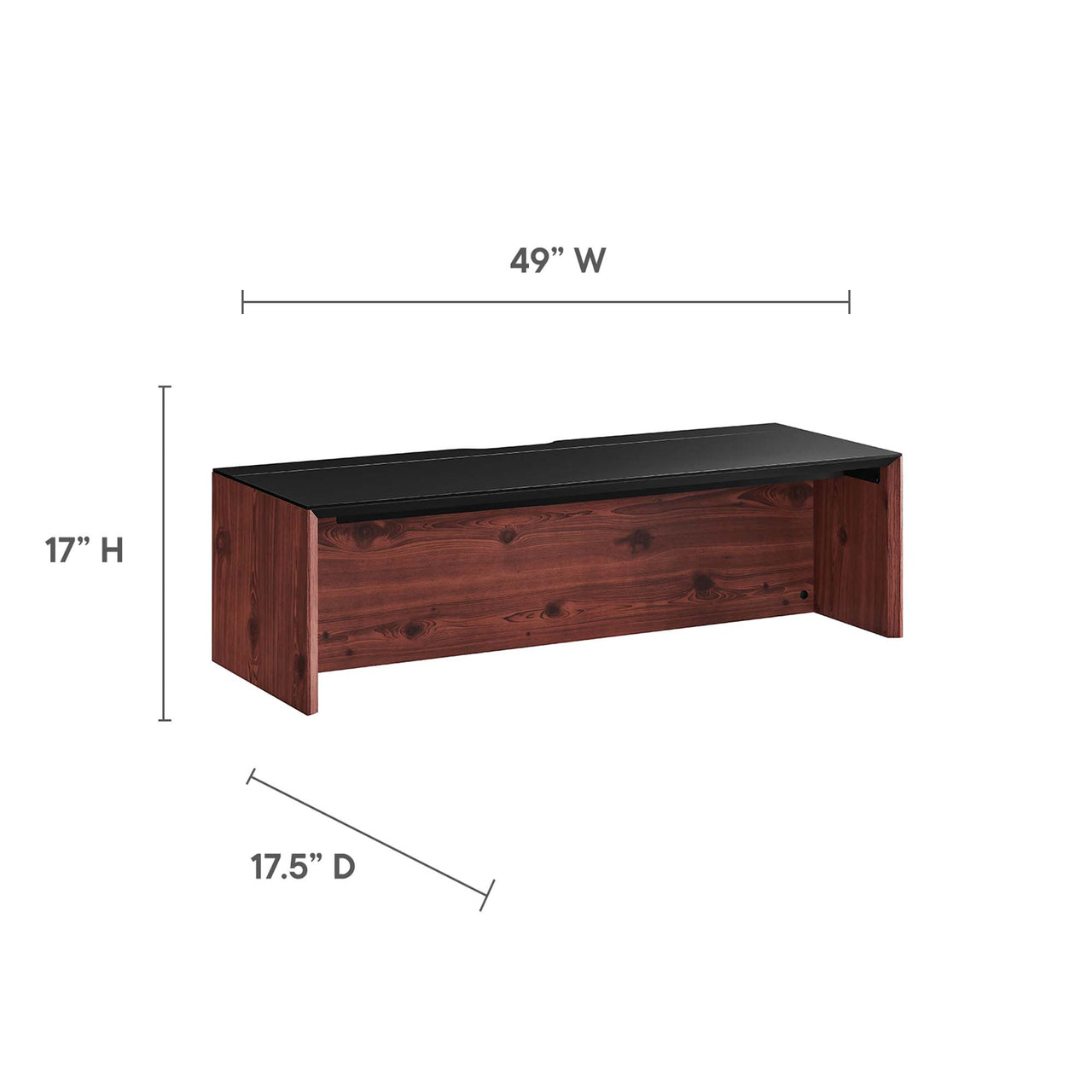 Elevare Floating Office Desk, Large, Black & Cherry Walnut