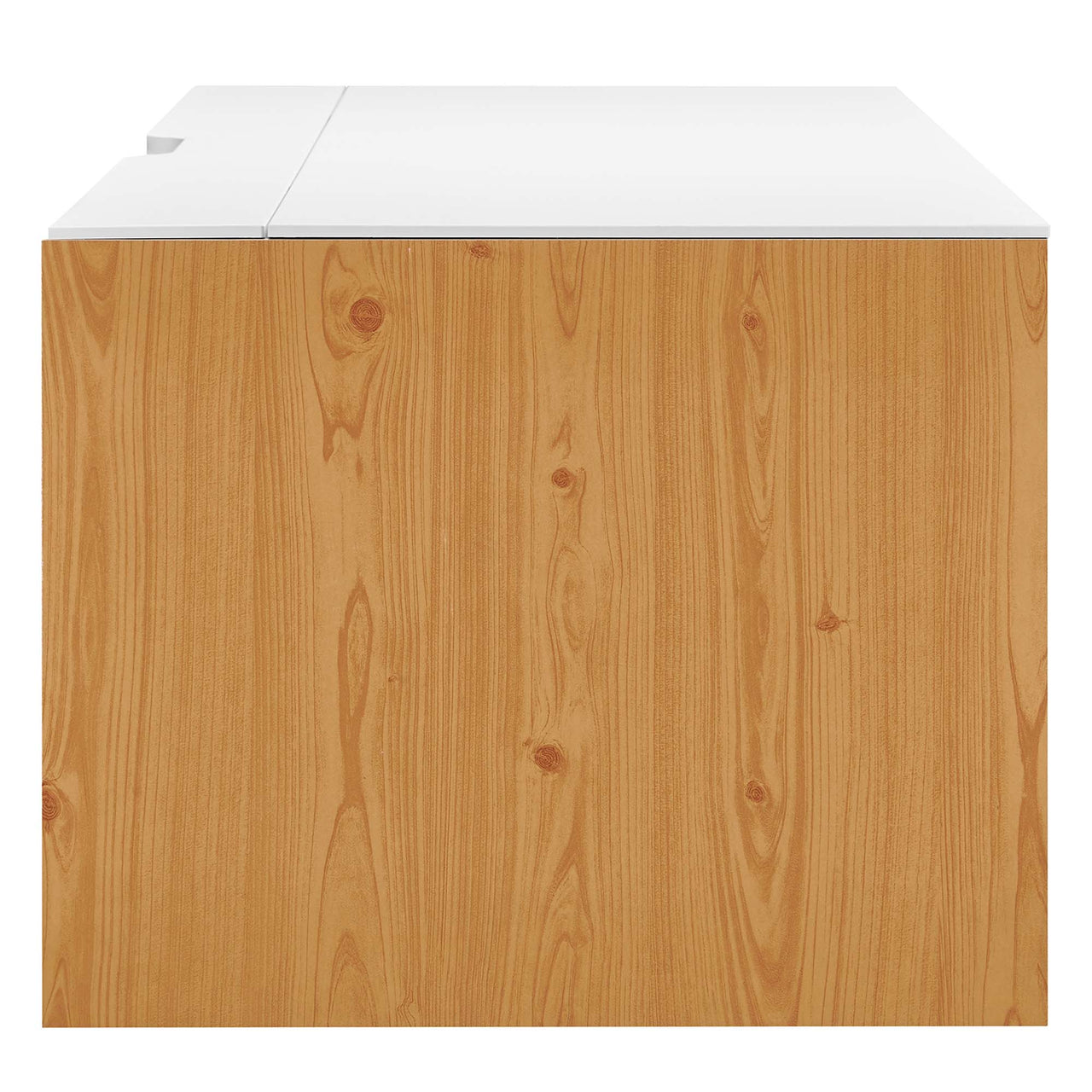 Elevare Floating Office Desk, Large, White & Natural Wood