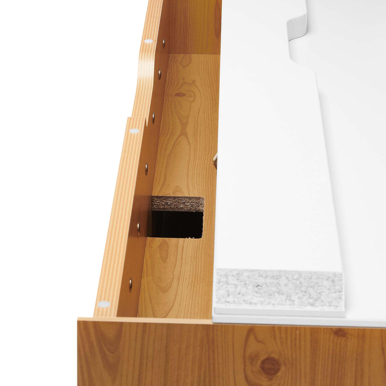 Elevare Floating Office Desk, Large, White & Natural Wood