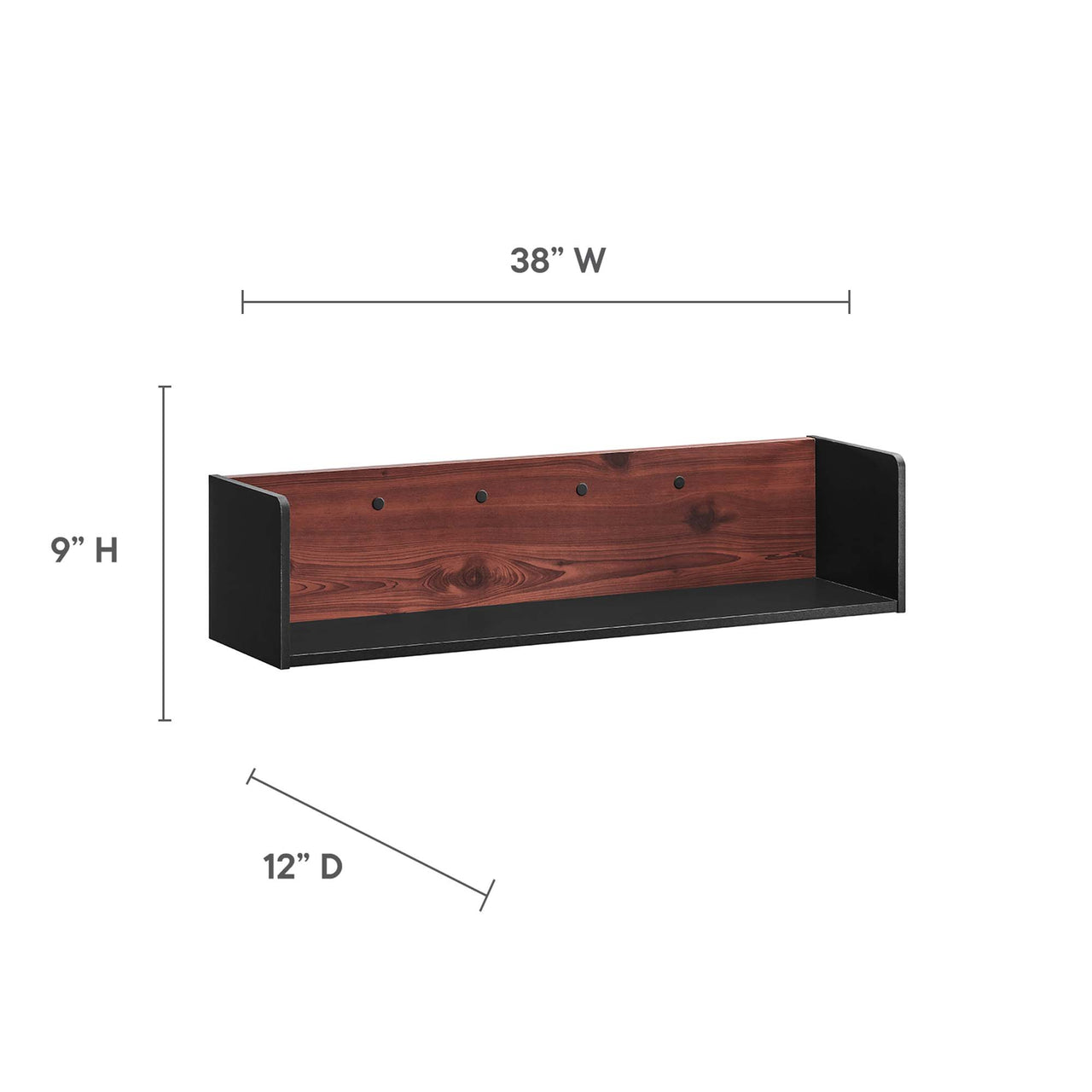 Elevare Floating Shelf, Black & Cherry Walnut