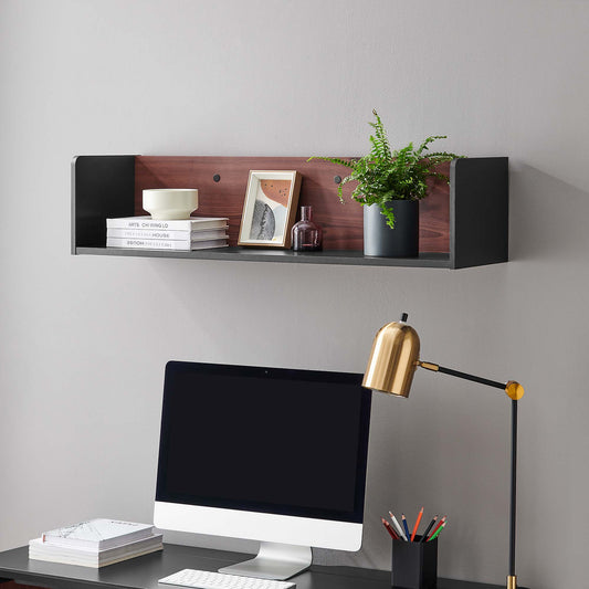Elevare Floating Shelf, Black & Cherry Walnut