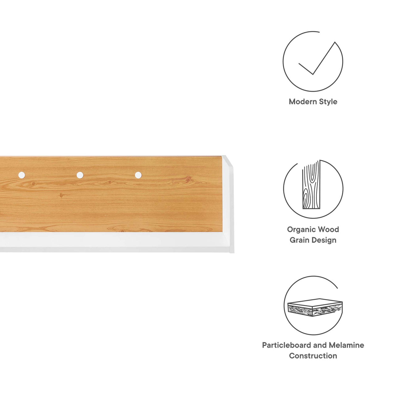 Elevare Floating Shelf, White & Natural Wood