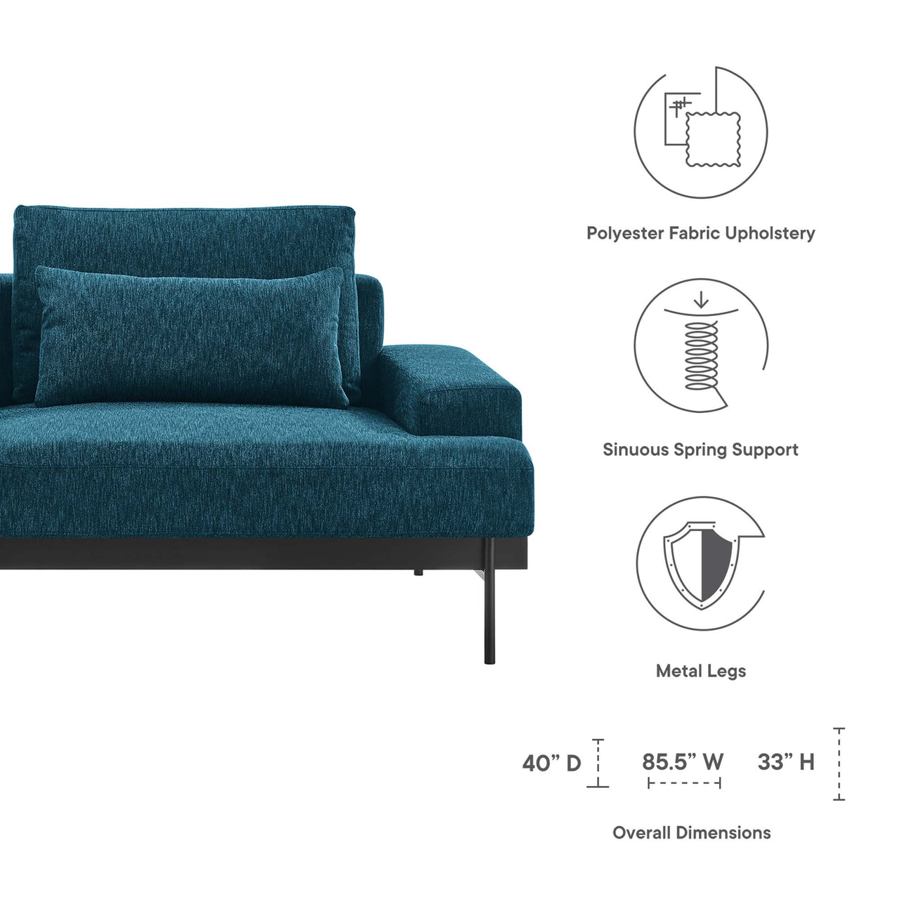 Echelon Luxe Fabric Sofa, Azure