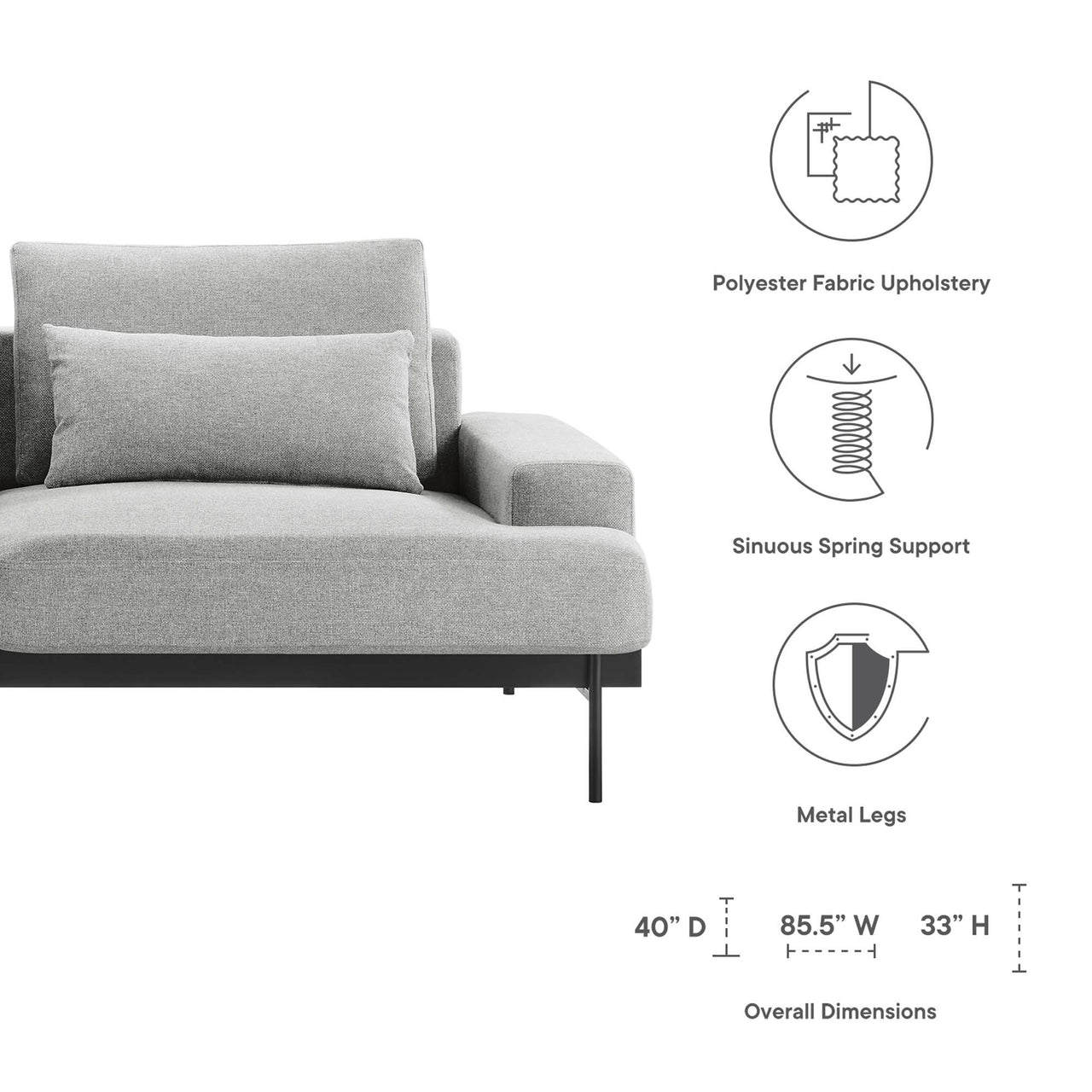 Echelon Luxe Fabric Sofa, Light Gray