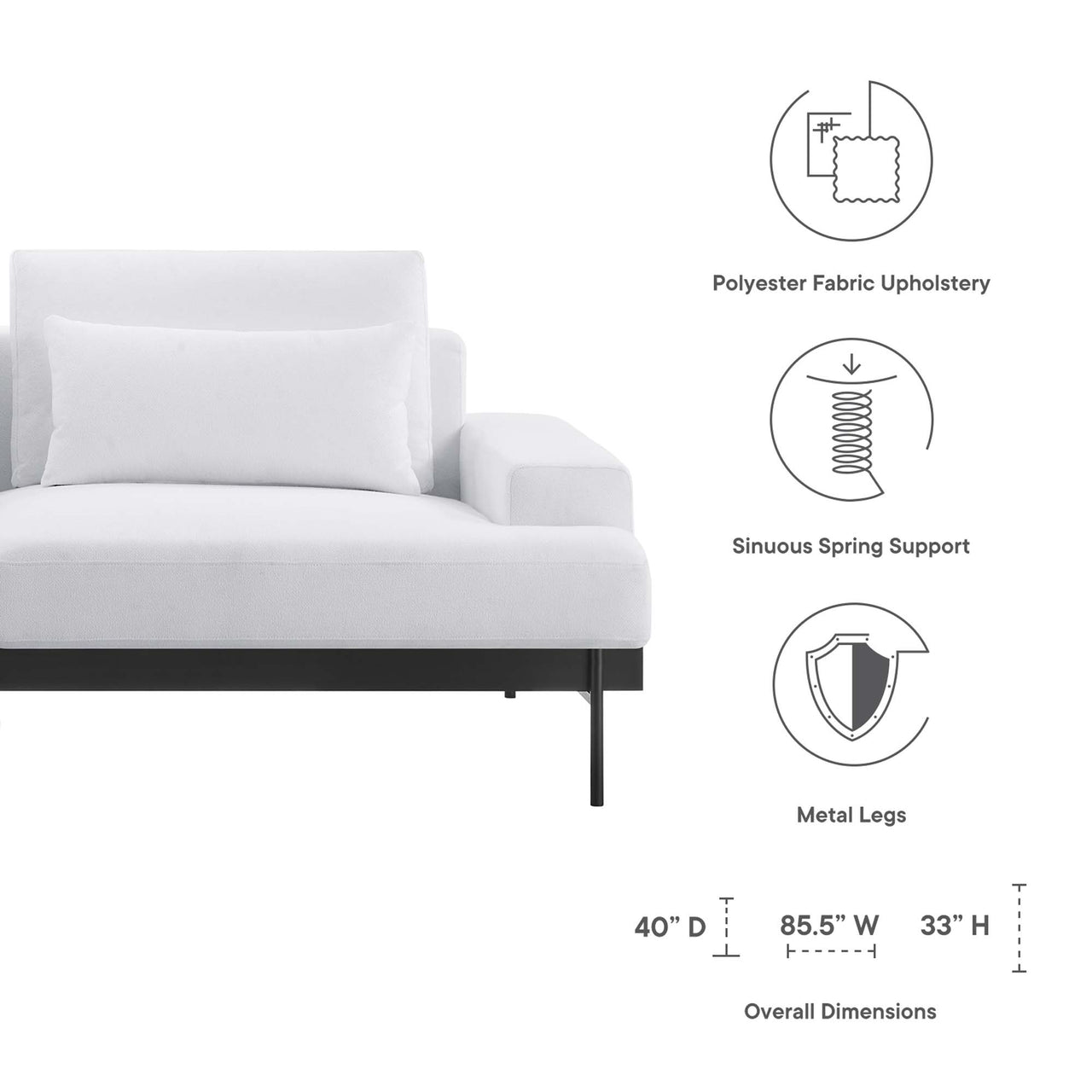 Echelon Luxe Fabric Sofa, White