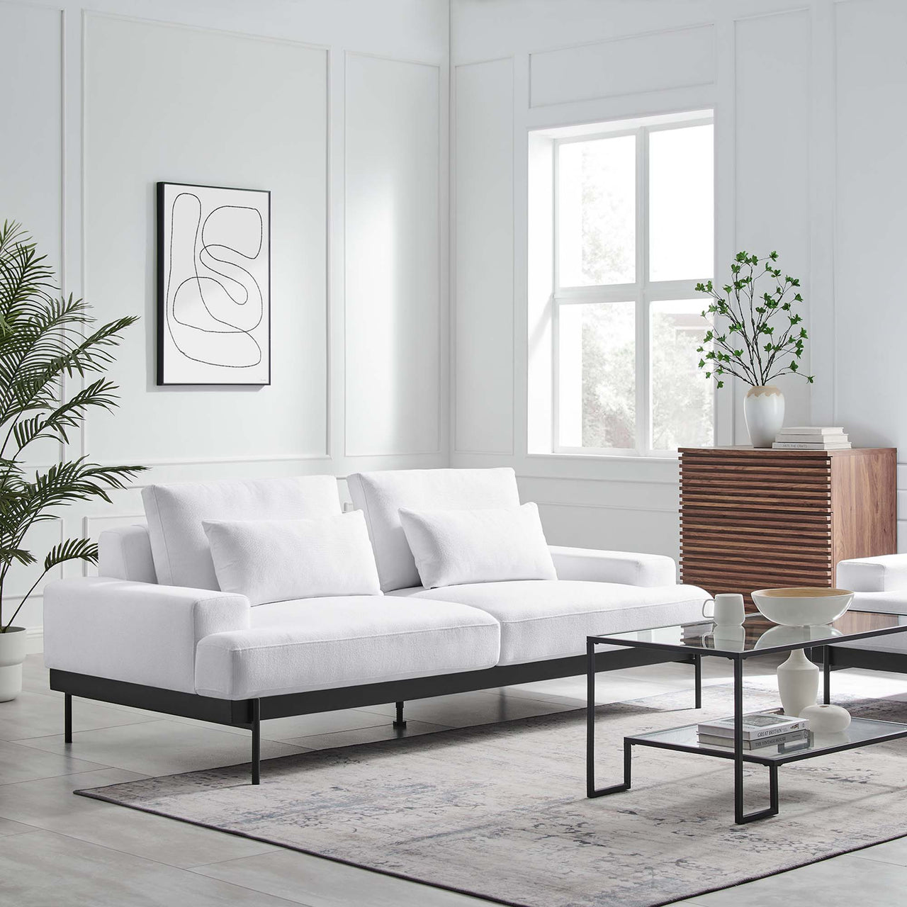 Echelon Luxe Fabric Sofa, White