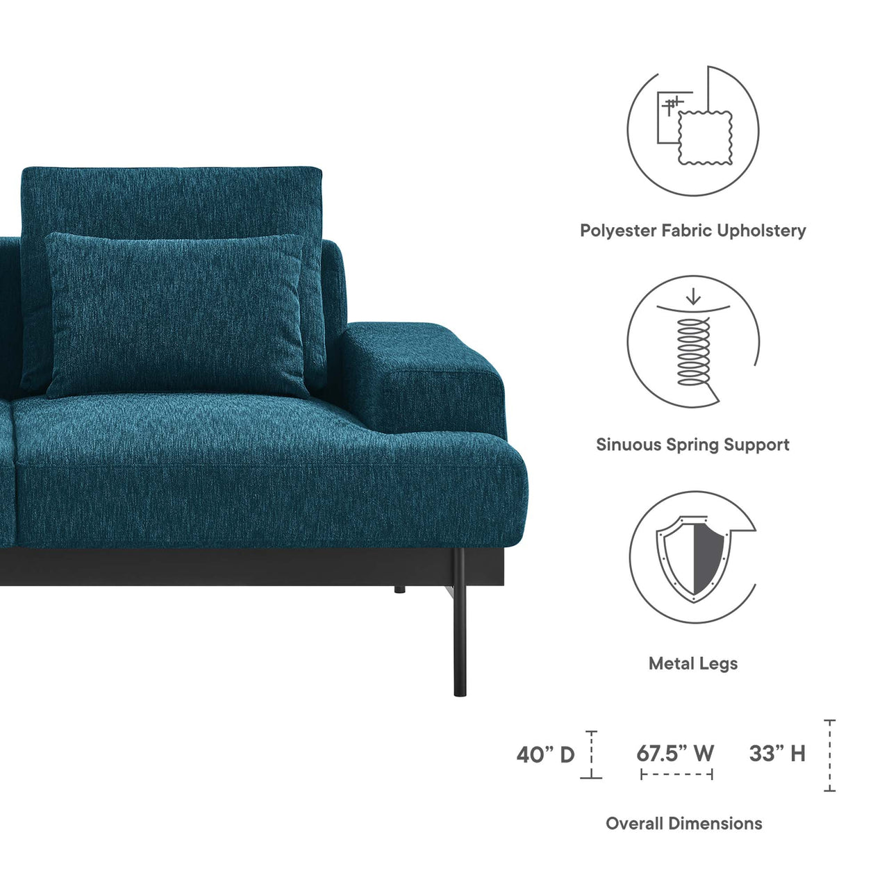 Echelon Luxe Fabric Loveseat, Azure