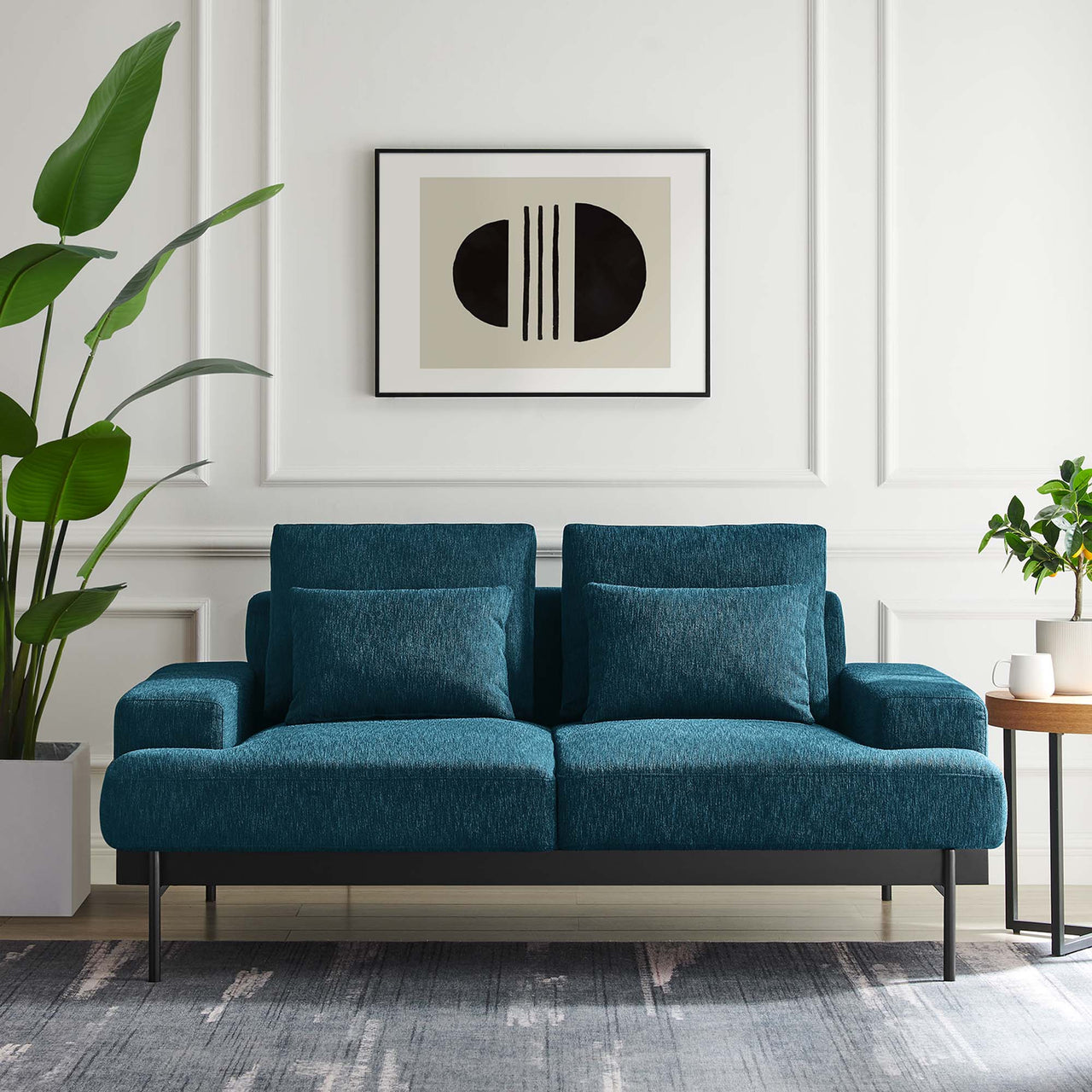 Echelon Luxe Fabric Loveseat, Azure