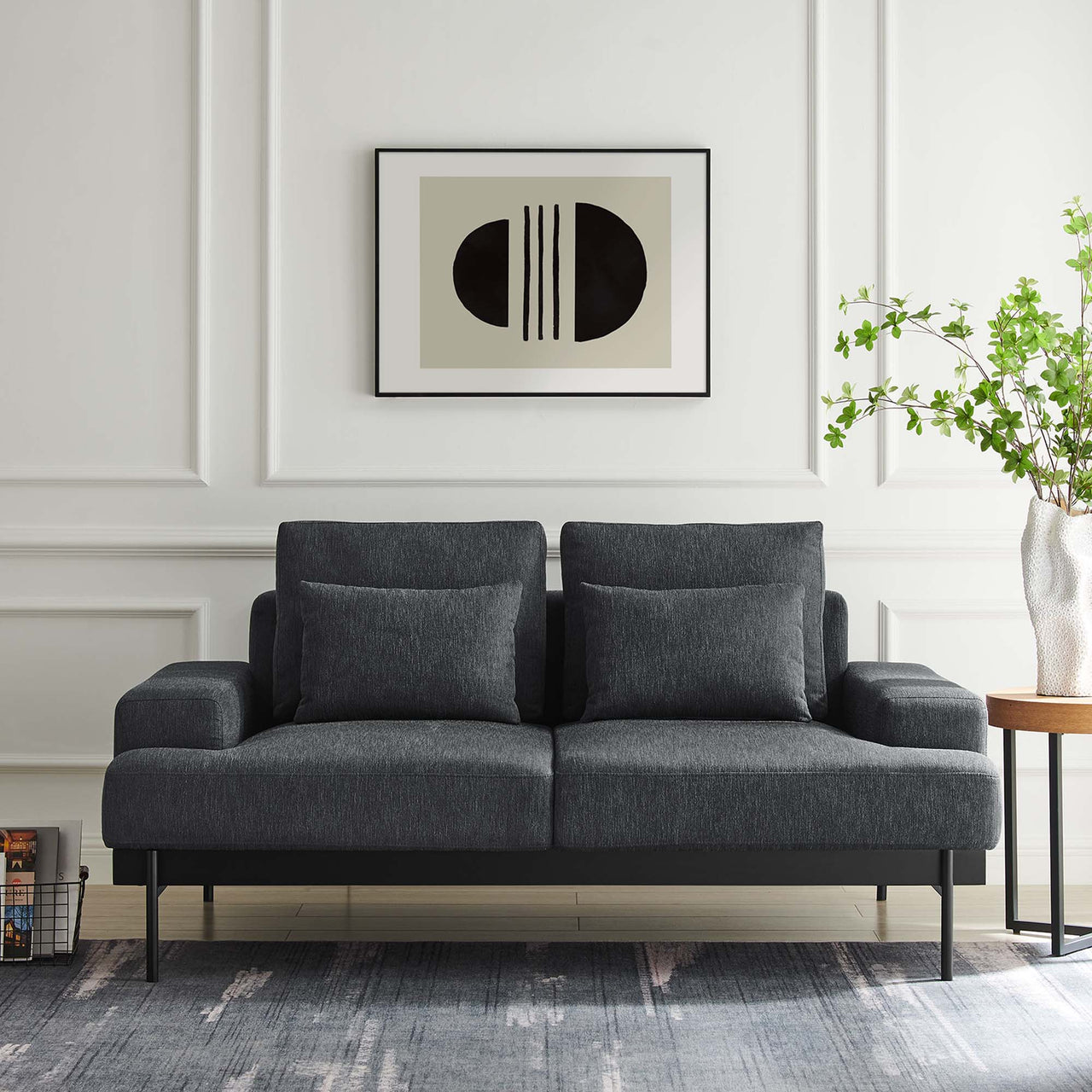 Echelon Luxe Fabric Loveseat, Charcoal
