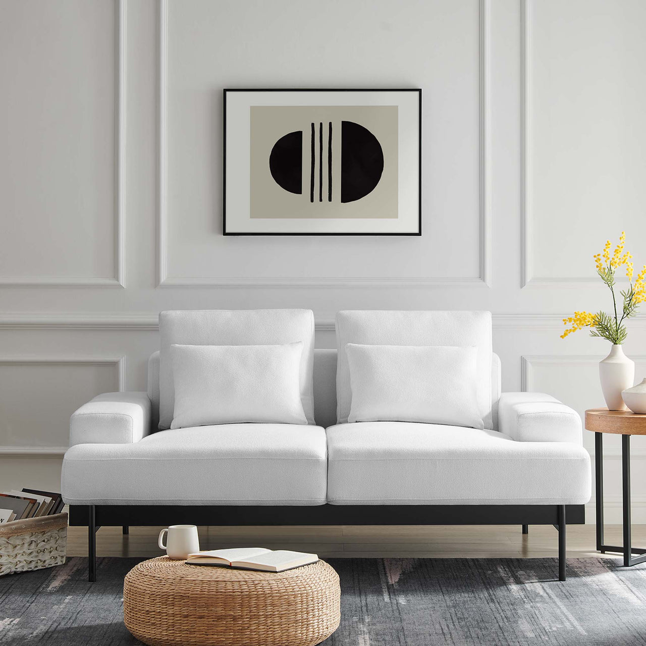 Echelon Luxe Fabric Loveseat, White
