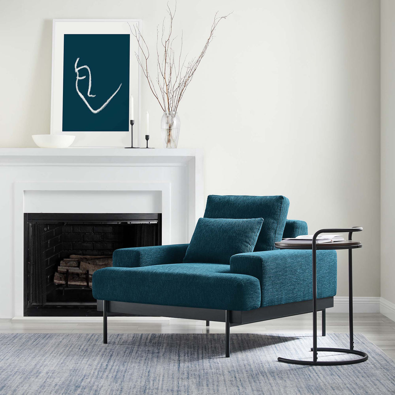 Echelon Luxe Fabric Armchair, Azure