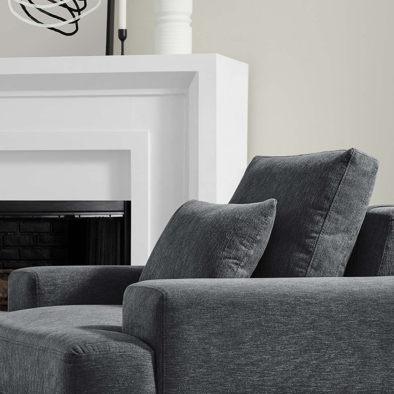 Echelon Luxe Fabric Armchair, Charcoal