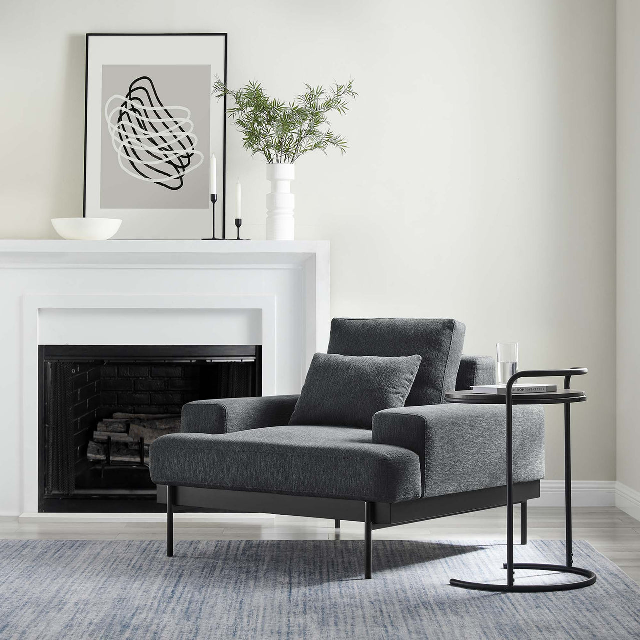 Echelon Luxe Fabric Armchair, Charcoal