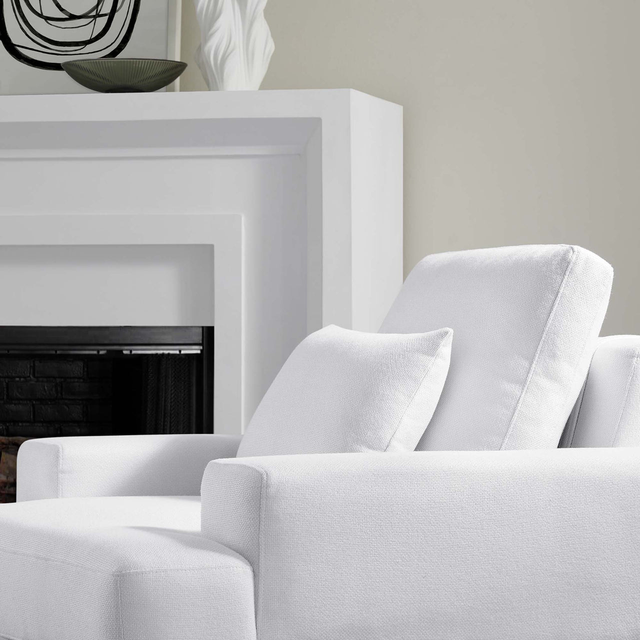 Echelon Luxe Fabric Armchair, White