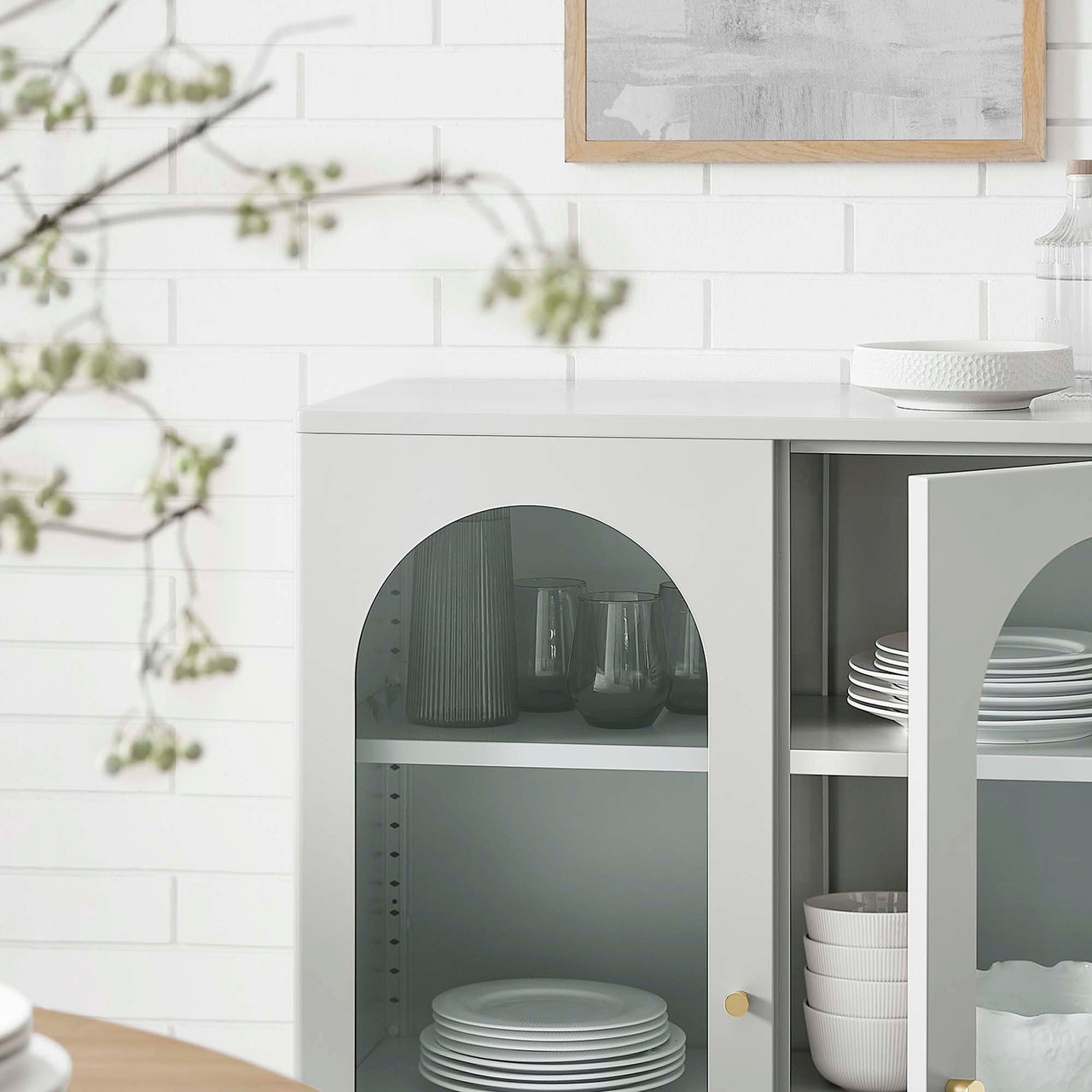 Monave Display Cabinet, Light Gray