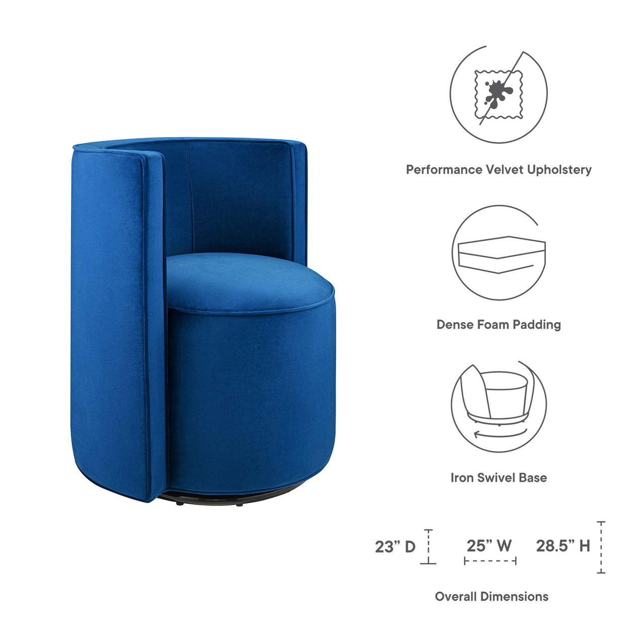 Darsa Swivel Lounge Chair, Navy