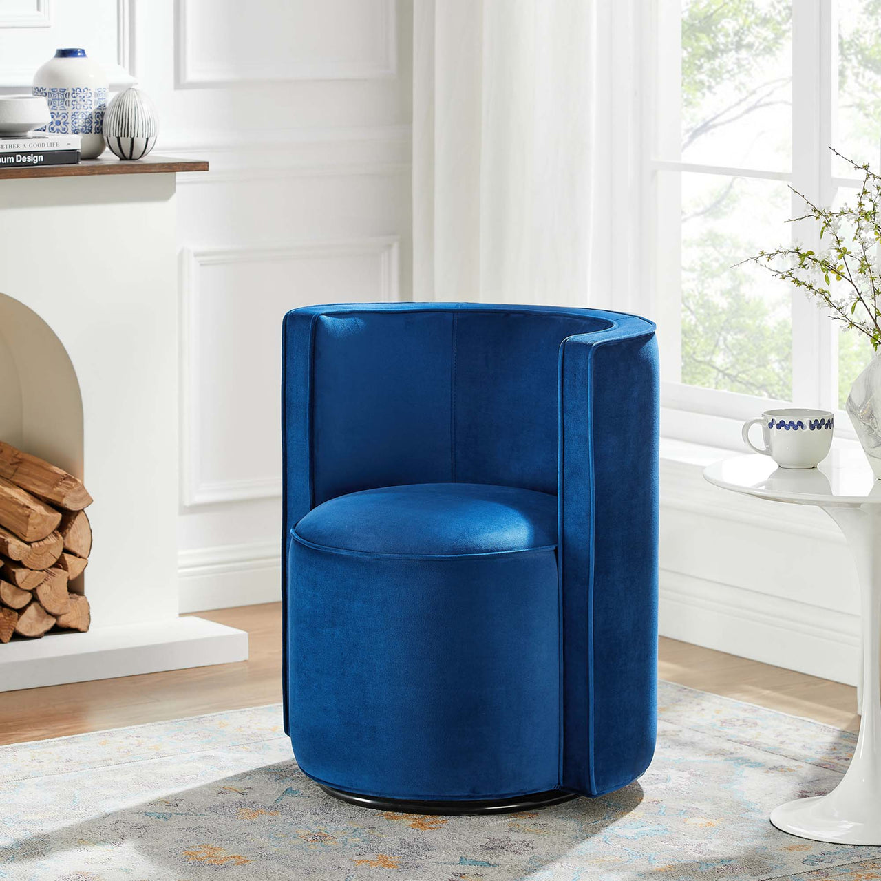 Darsa Swivel Lounge Chair, Navy