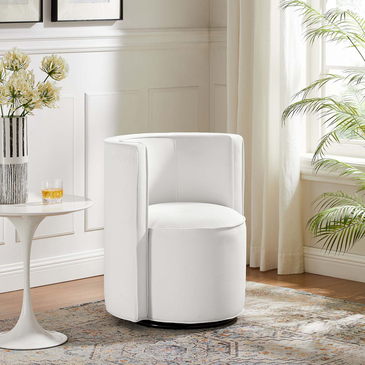 Darsa Swivel Lounge Chair, White