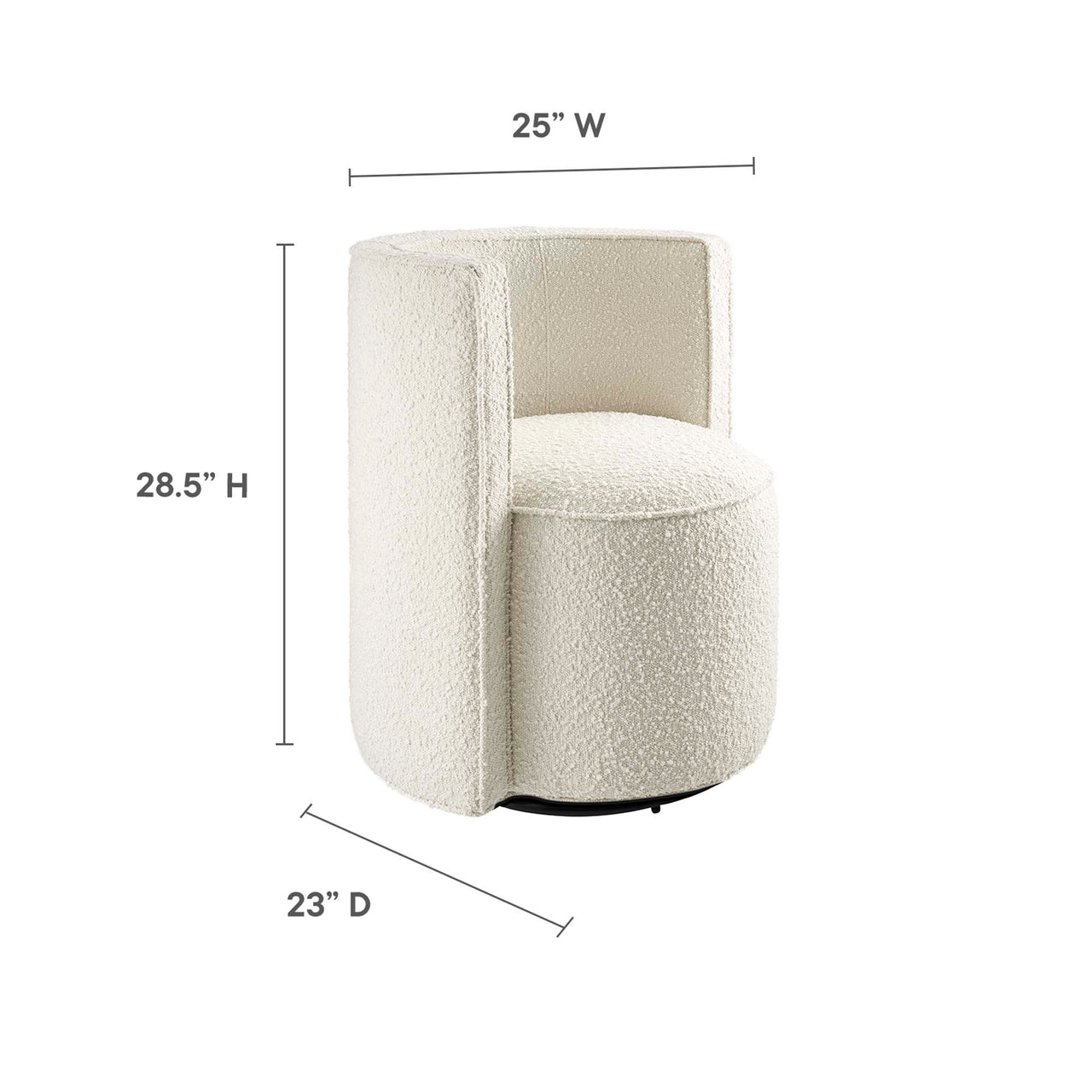 Darsa Swivel Lounge Chair, Ivory