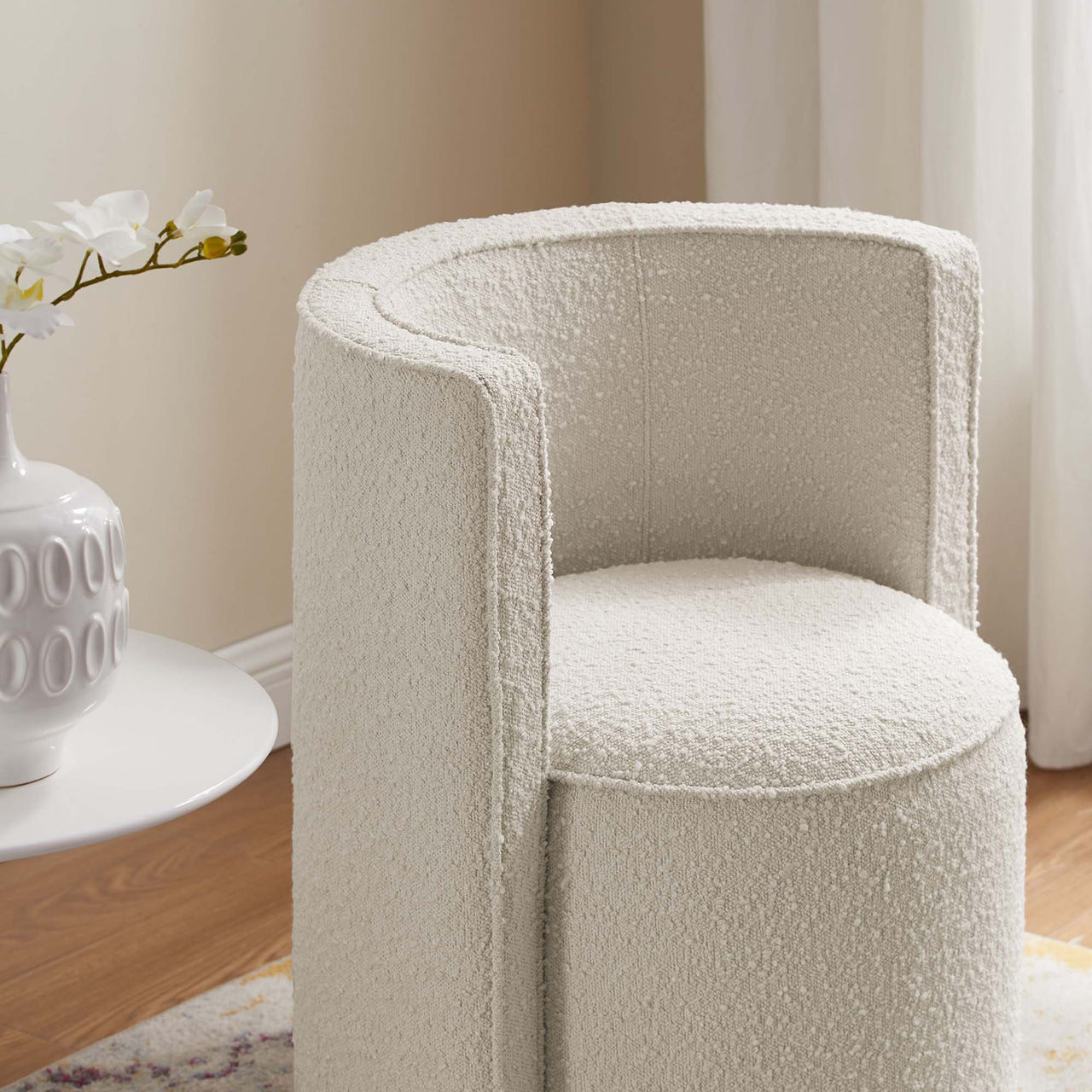 Darsa Swivel Lounge Chair, Ivory