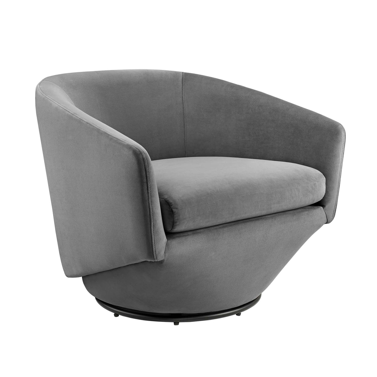 Erovian Upholstered Velvet Swivel Chair, Gray