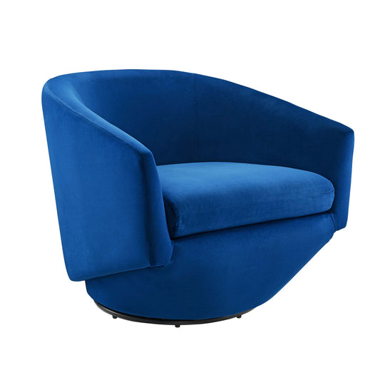 Erovian Upholstered Velvet Swivel Chair, Navy